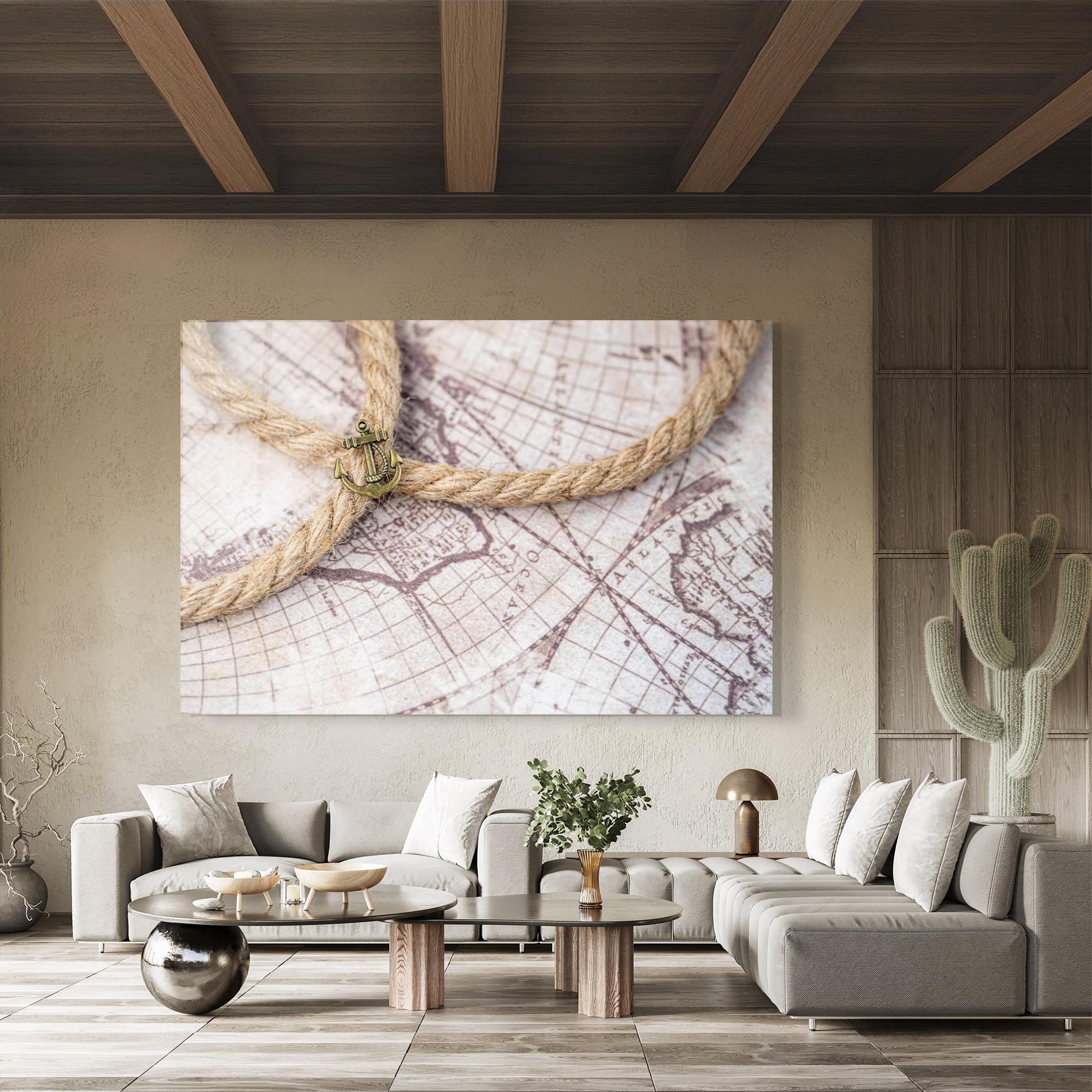 Obraz na Szkle Anchor Map mockup 8