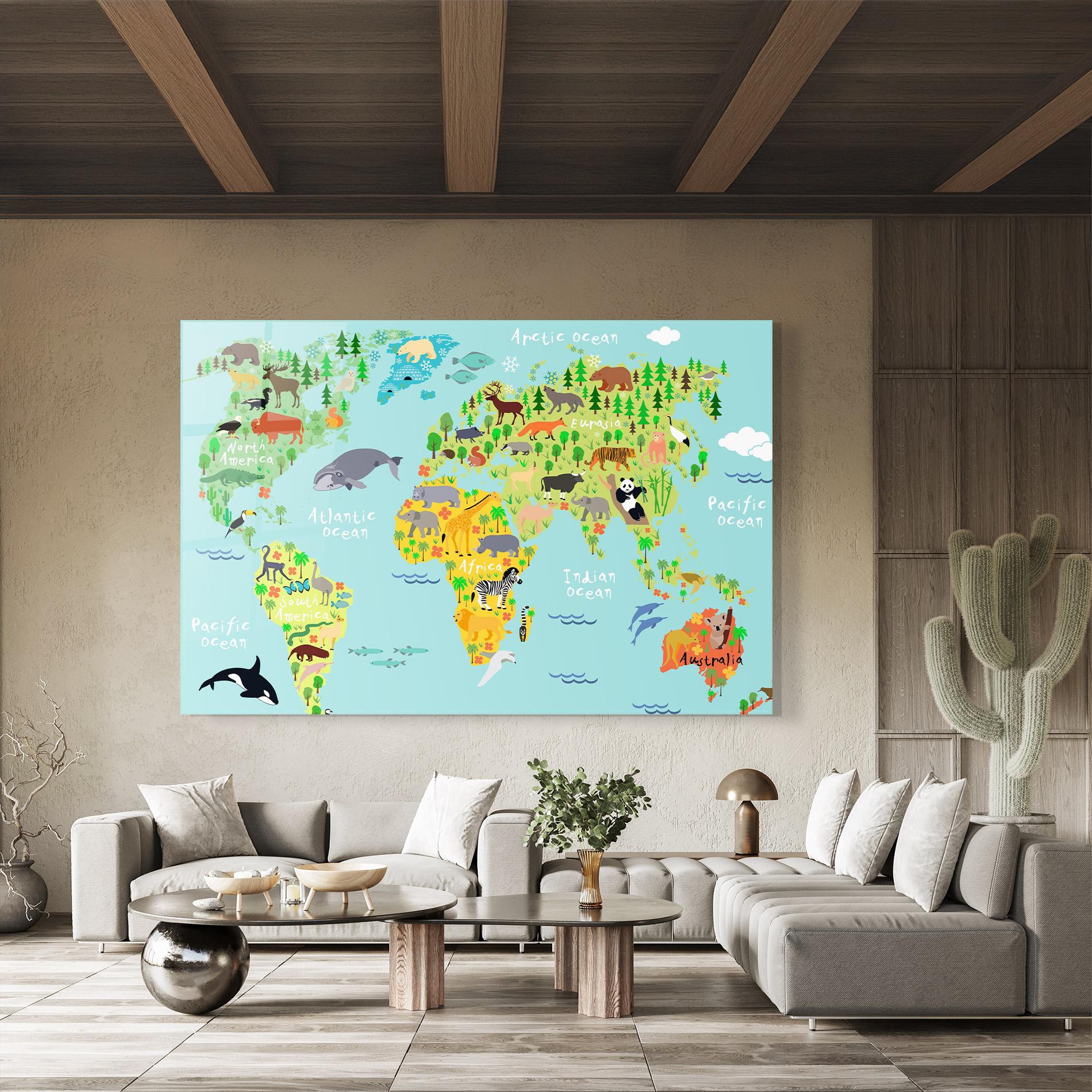 Obraz na Szkle Animal World Map mockup 8