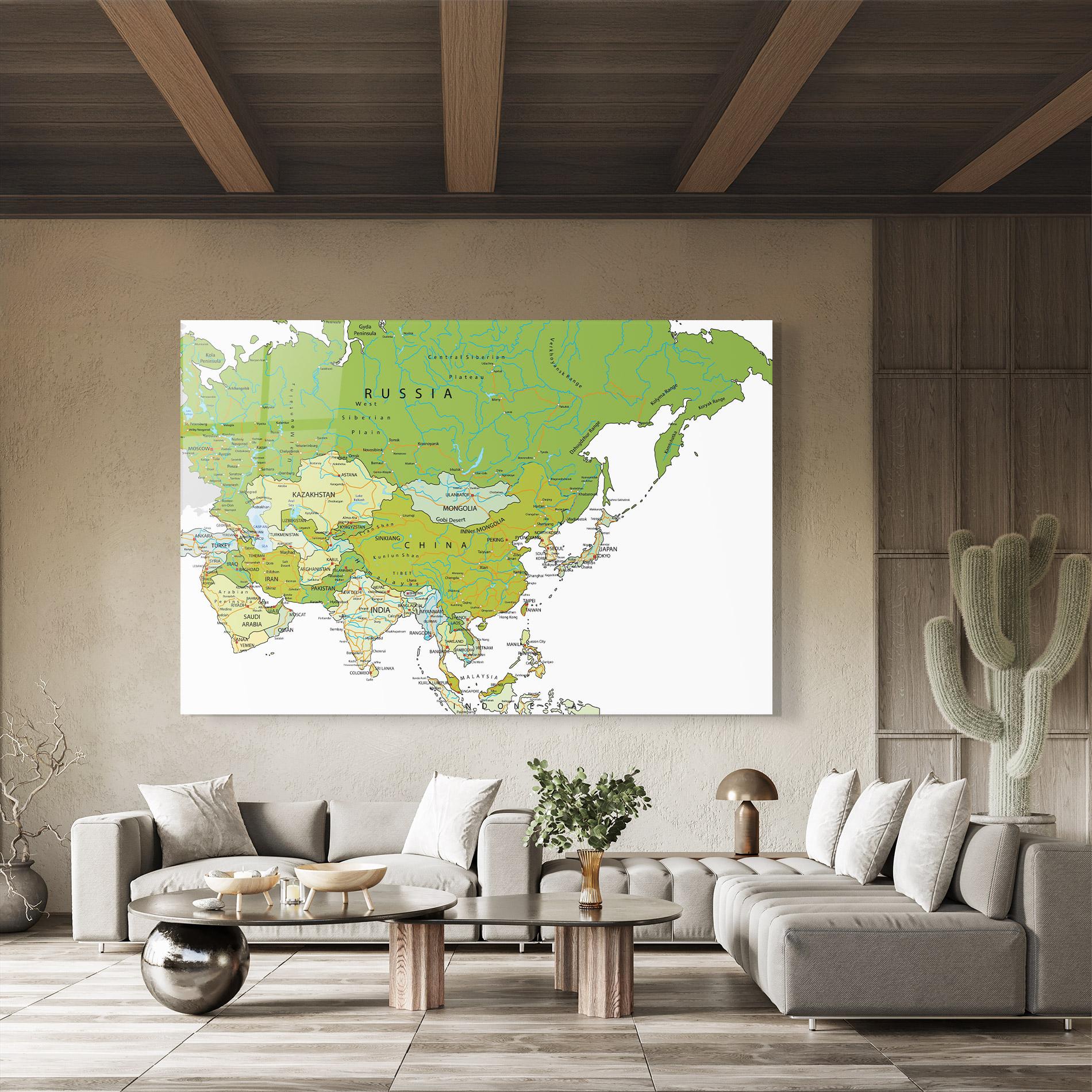Obraz na Szkle Asia Green Map mockup 8