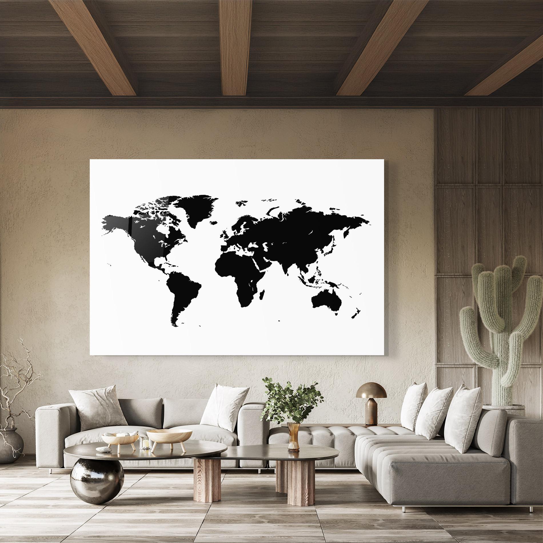 Obraz na Szkle Black World Map mockup 8