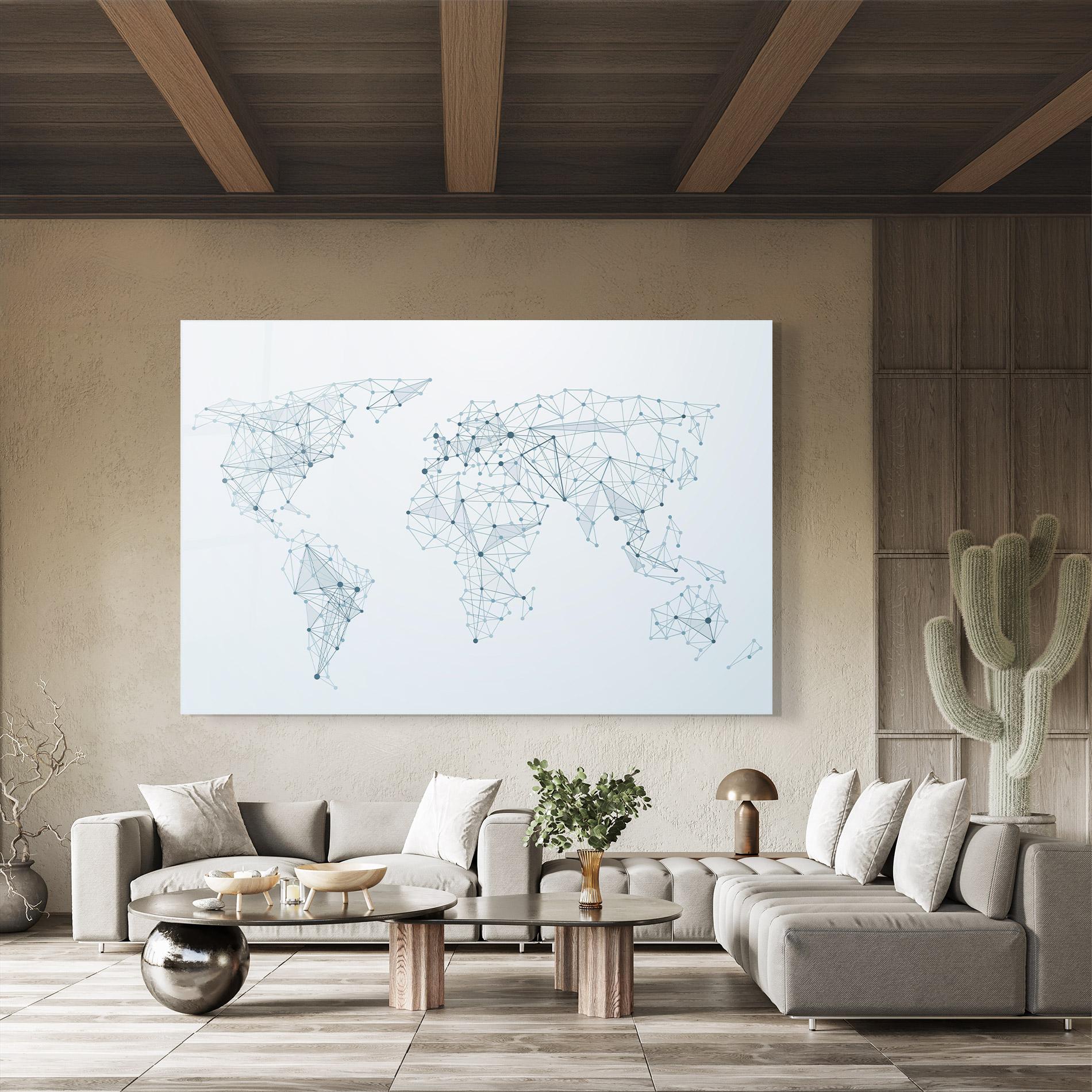 Obraz na Szkle Blue Line Map mockup 8