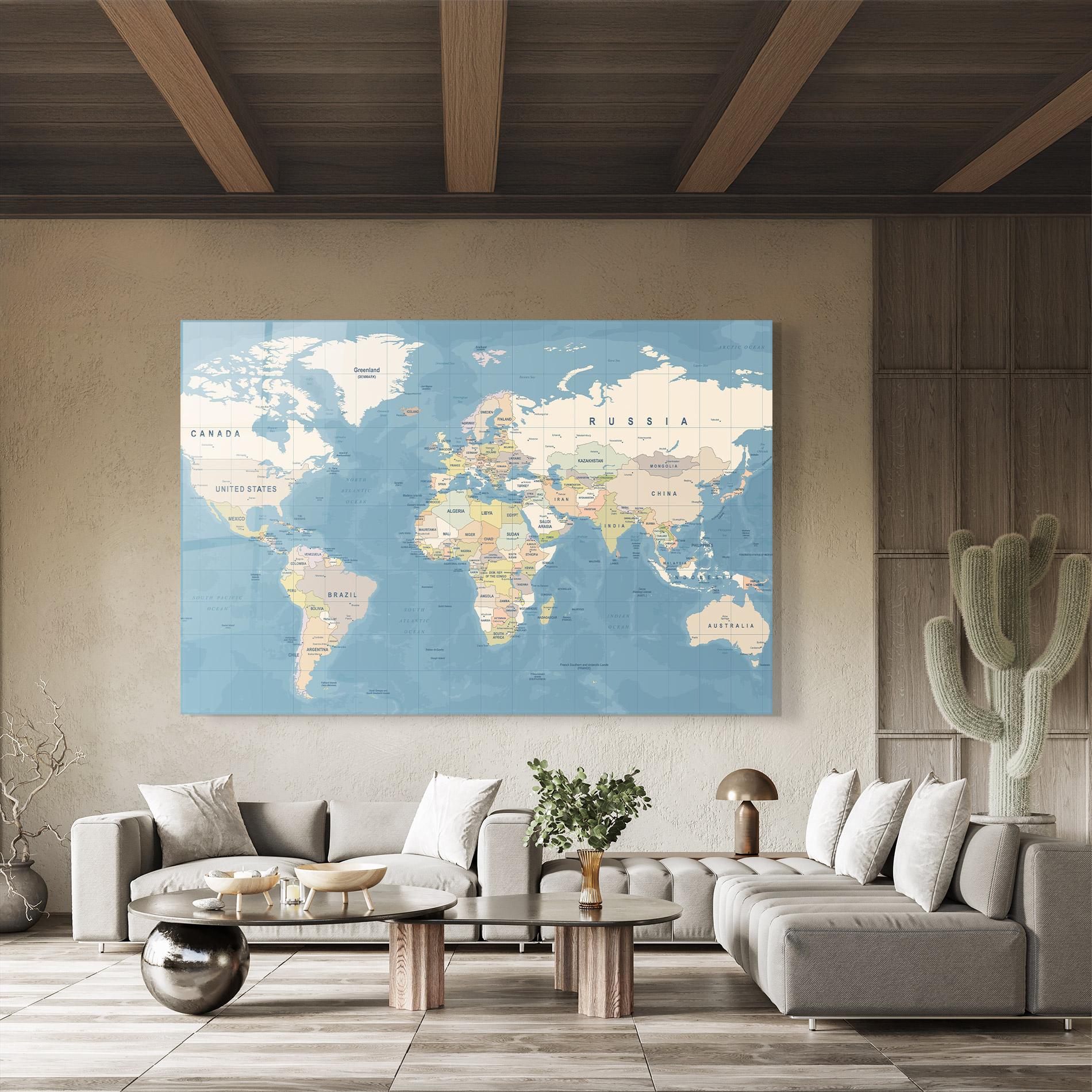 Obraz na Szkle Blue World Map mockup 8
