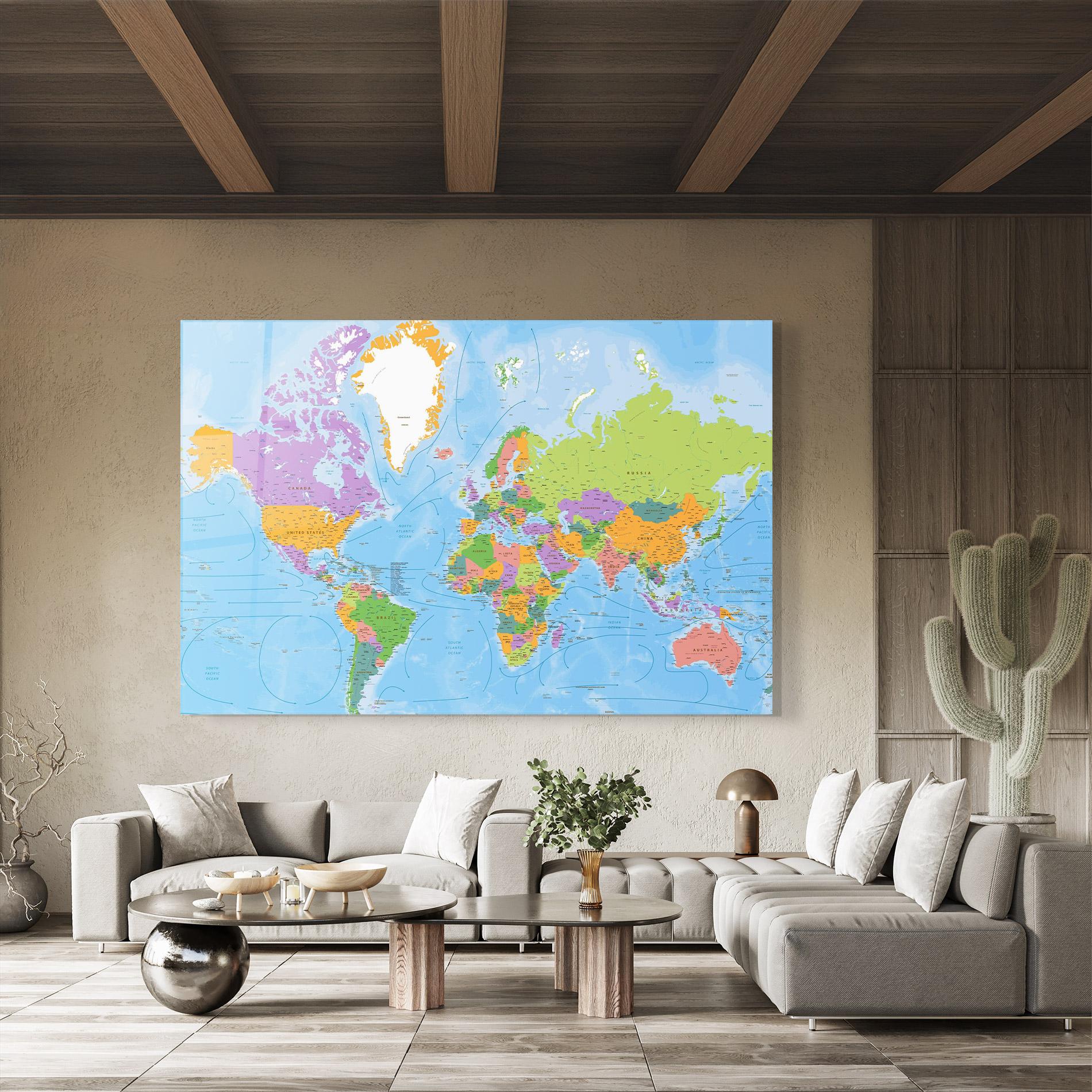 Obraz na Szkle Color World Map mockup 8