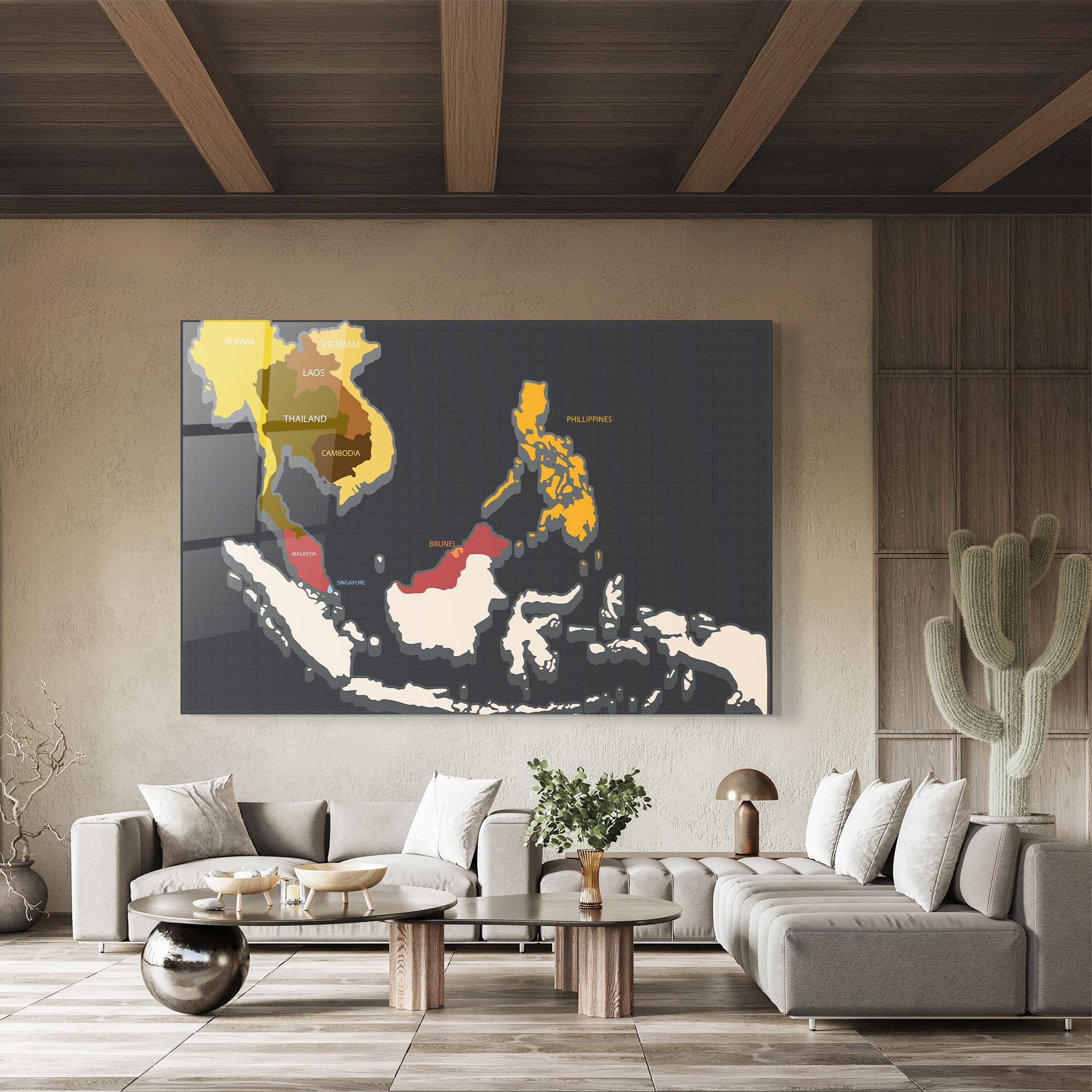 Obraz na Szkle Cream Map mockup 8