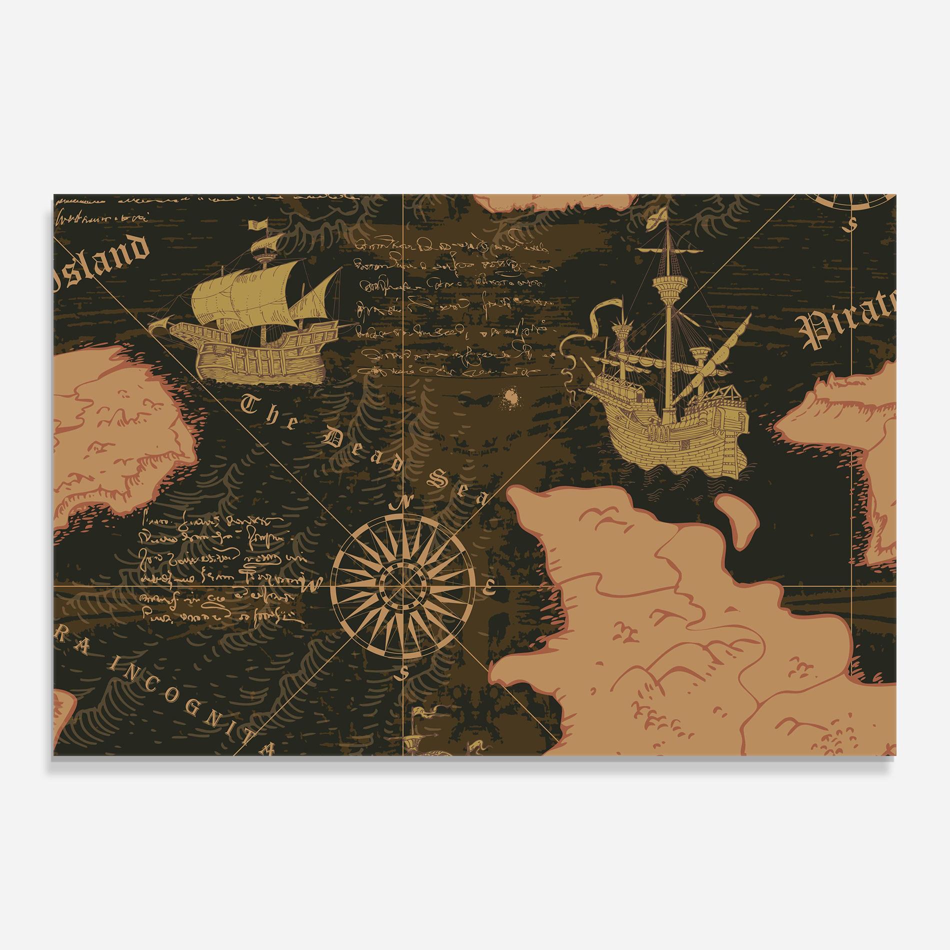 Obraz na Szkle Cool Old Map mockup 0