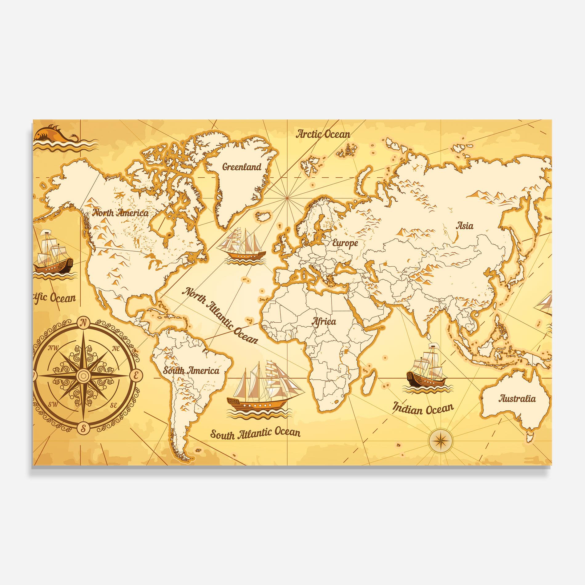 Obraz na Szkle Gold Vintage Map mockup 0