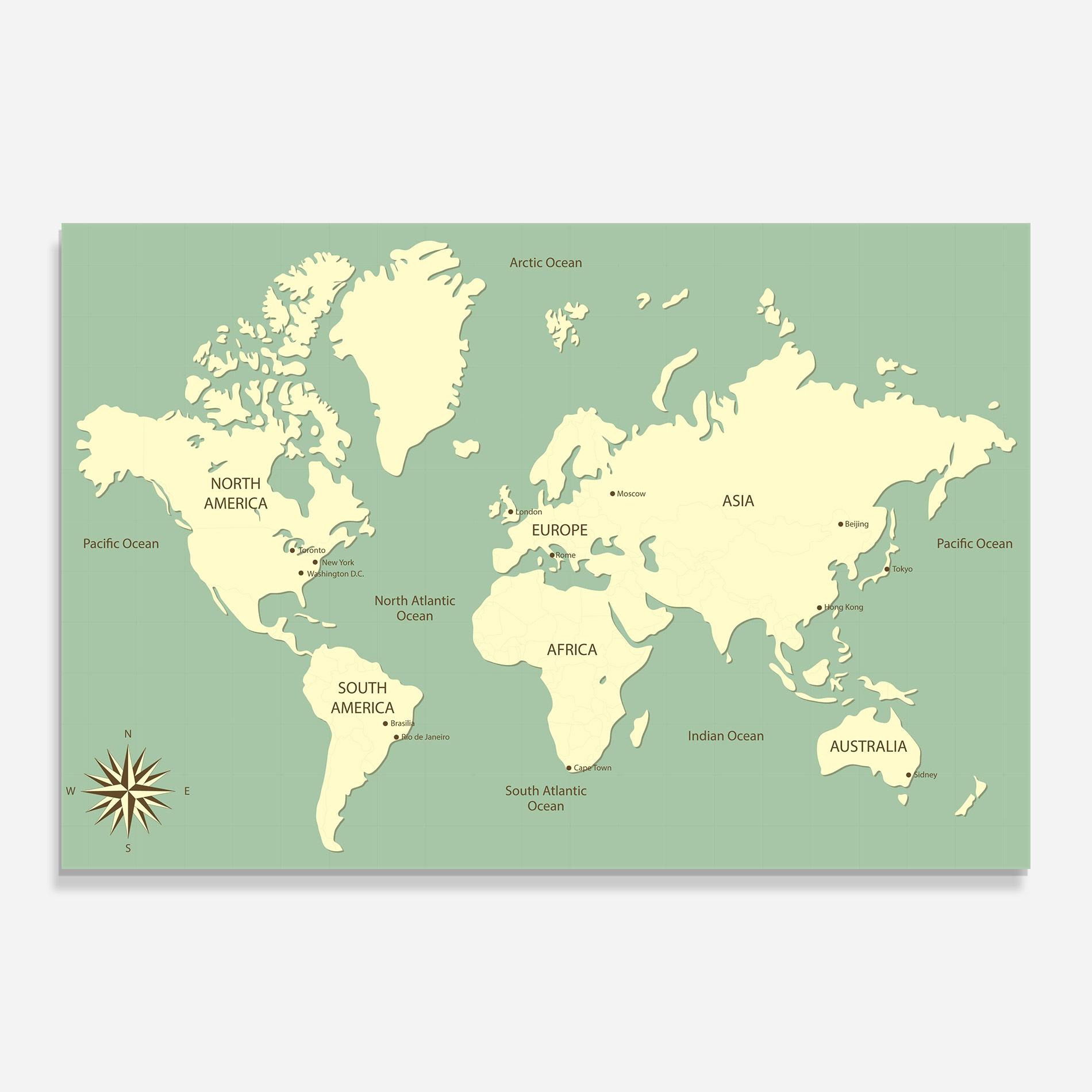 Obraz na Szkle Green Cream Map mockup 0