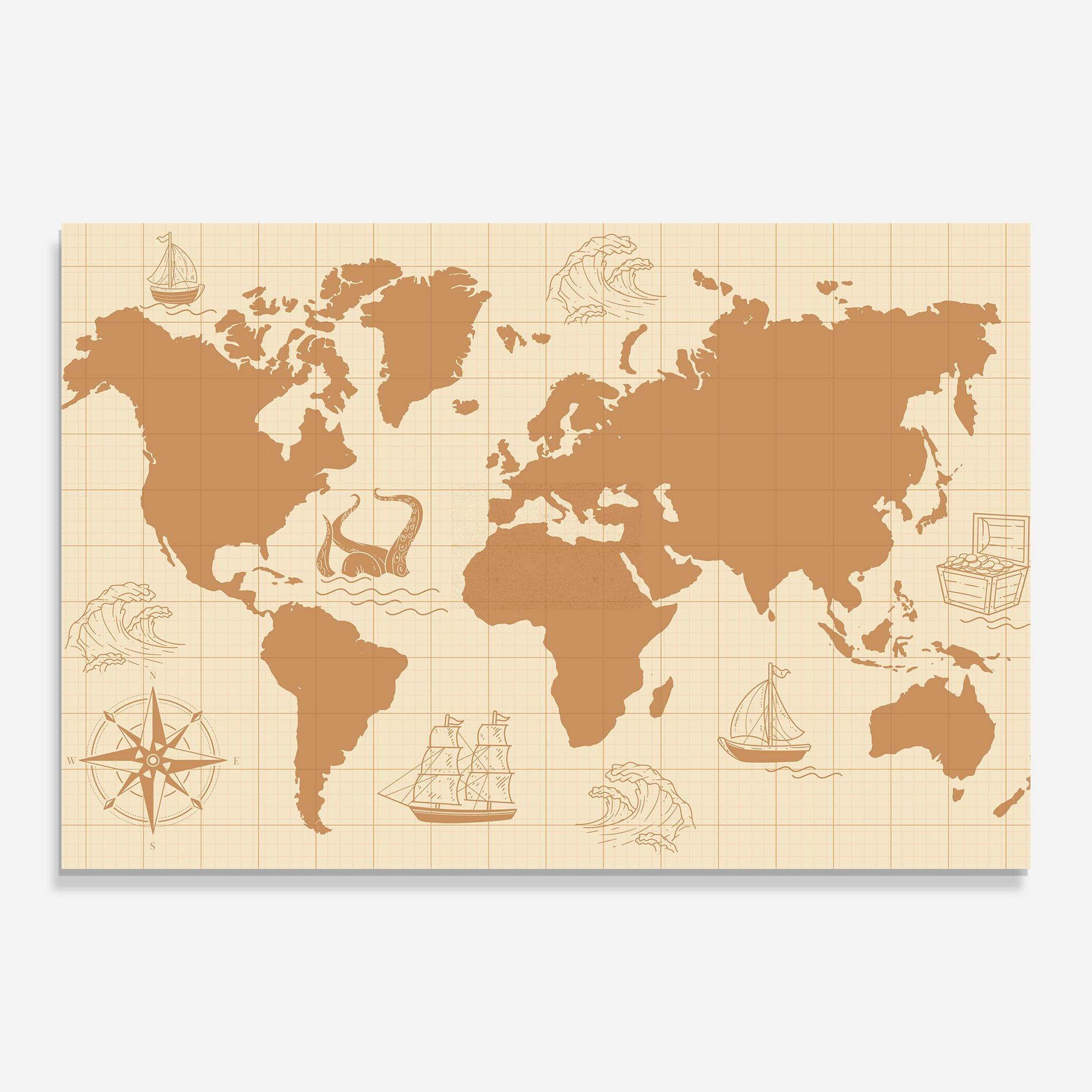 Obraz na Szkle Light Cream Map mockup 0