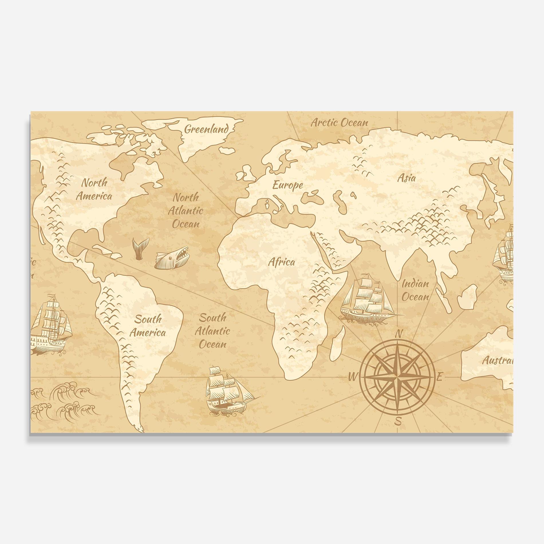 Obraz na Szkle Old Continents Map mockup 0