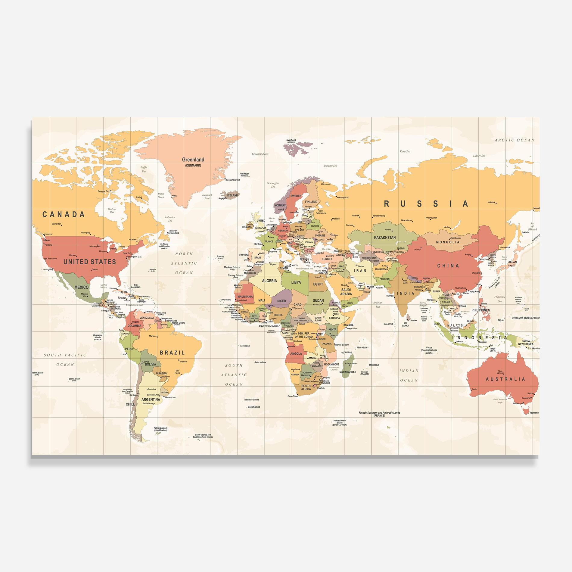 Obraz na Szkle Orange Cream Map mockup 0