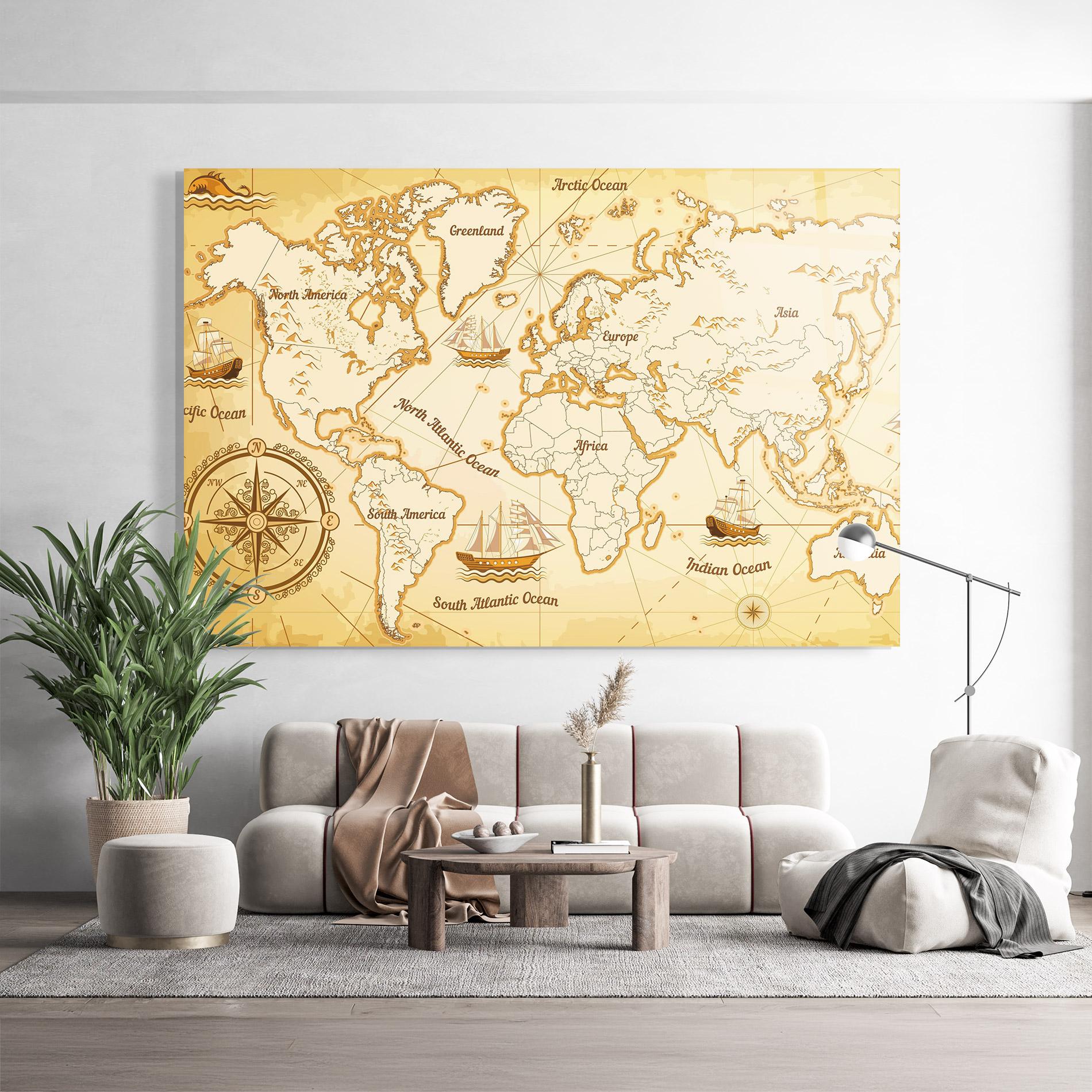 Obraz na Szkle Gold Old Map mockup 9