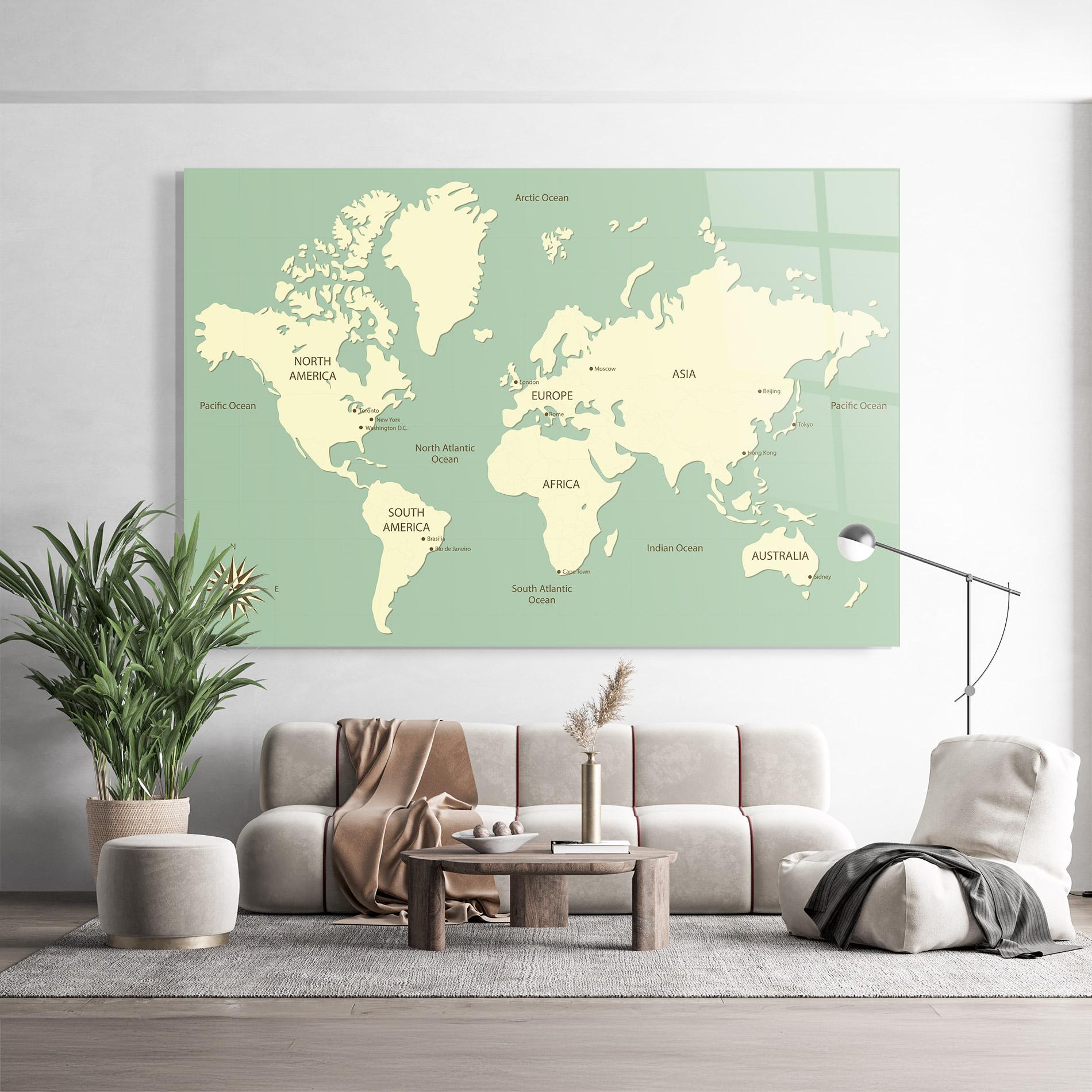 Obraz na Szkle Green Cream Map mockup 9