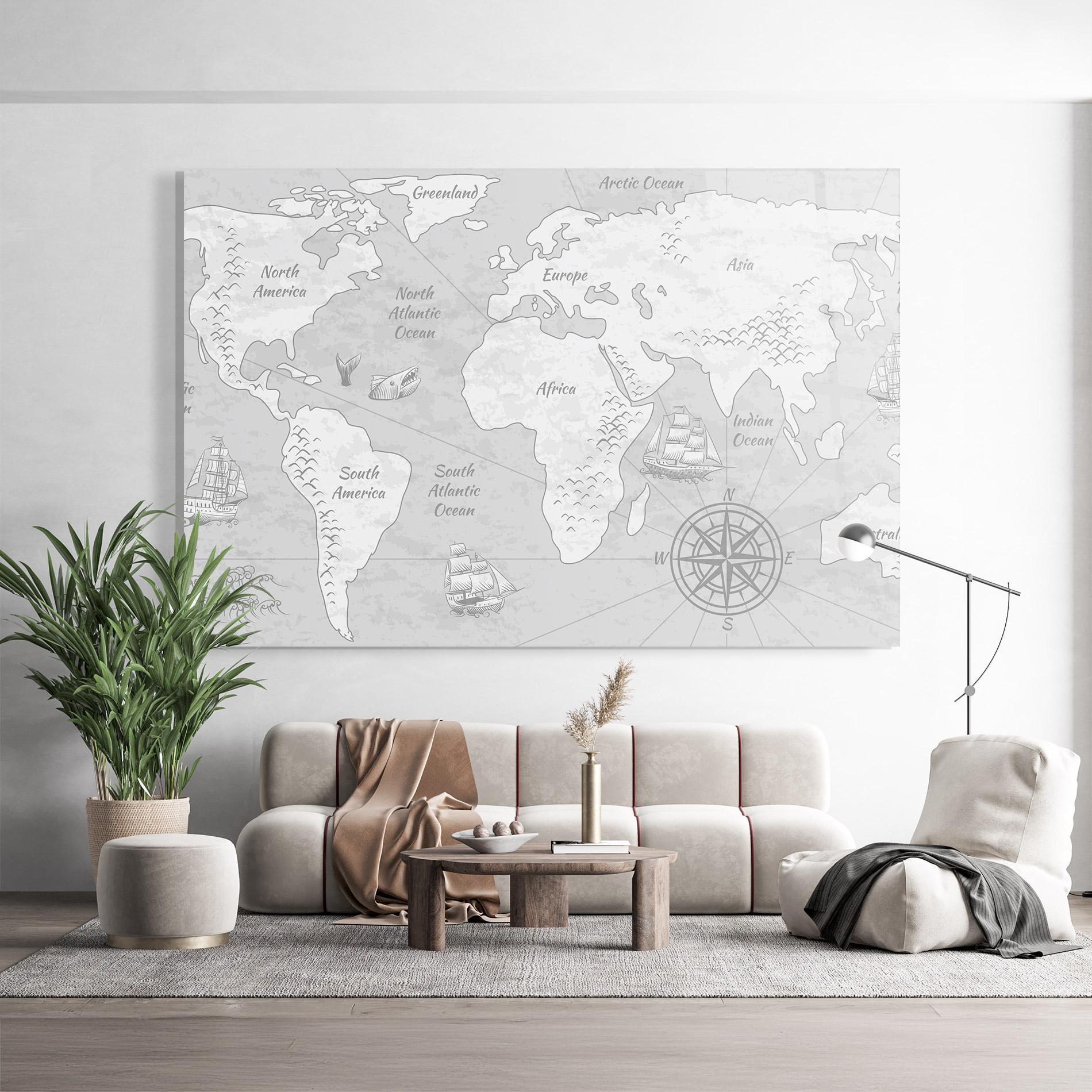Obraz na Szkle Grey Old Map mockup 9