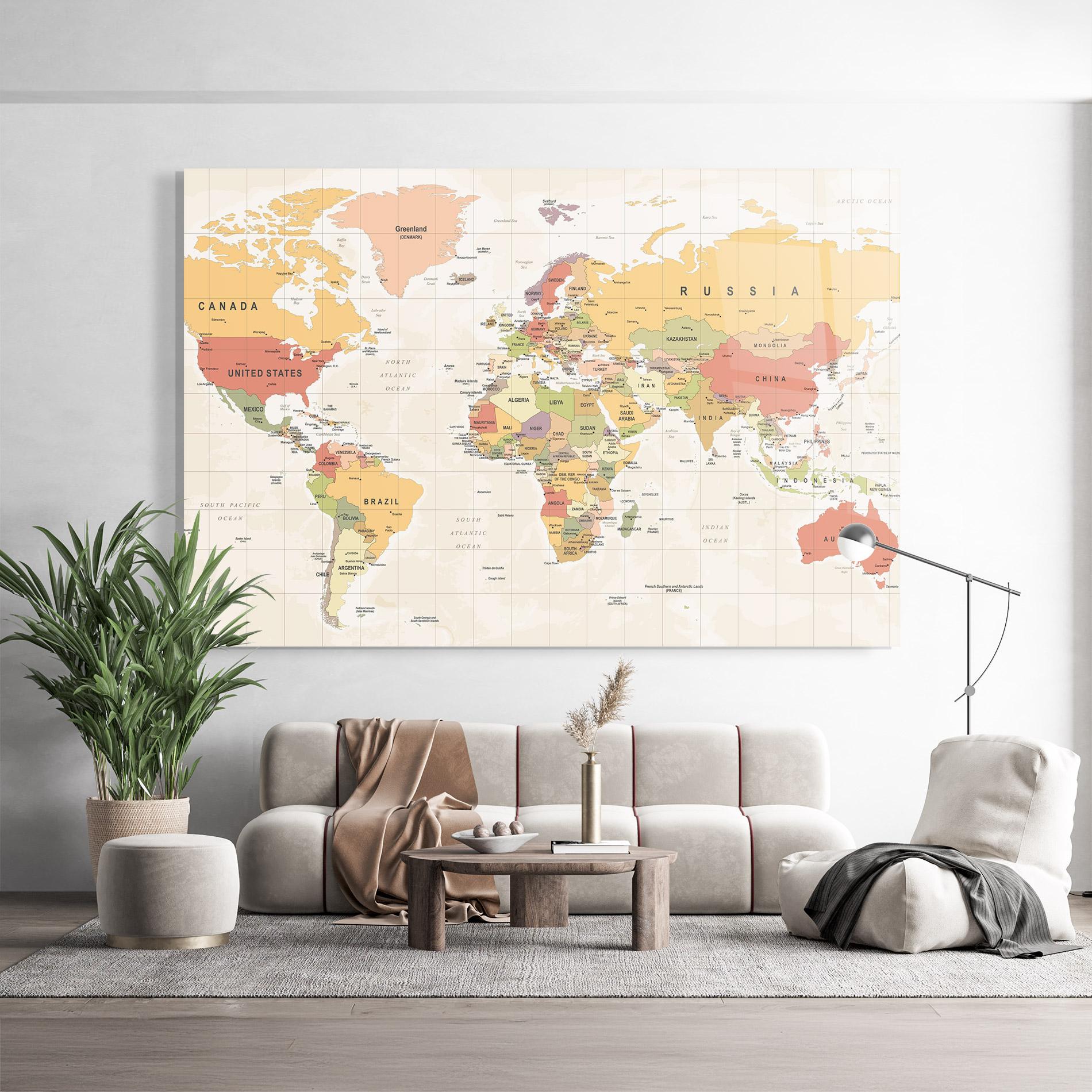 Obraz na Szkle Orange Cream Map mockup 9