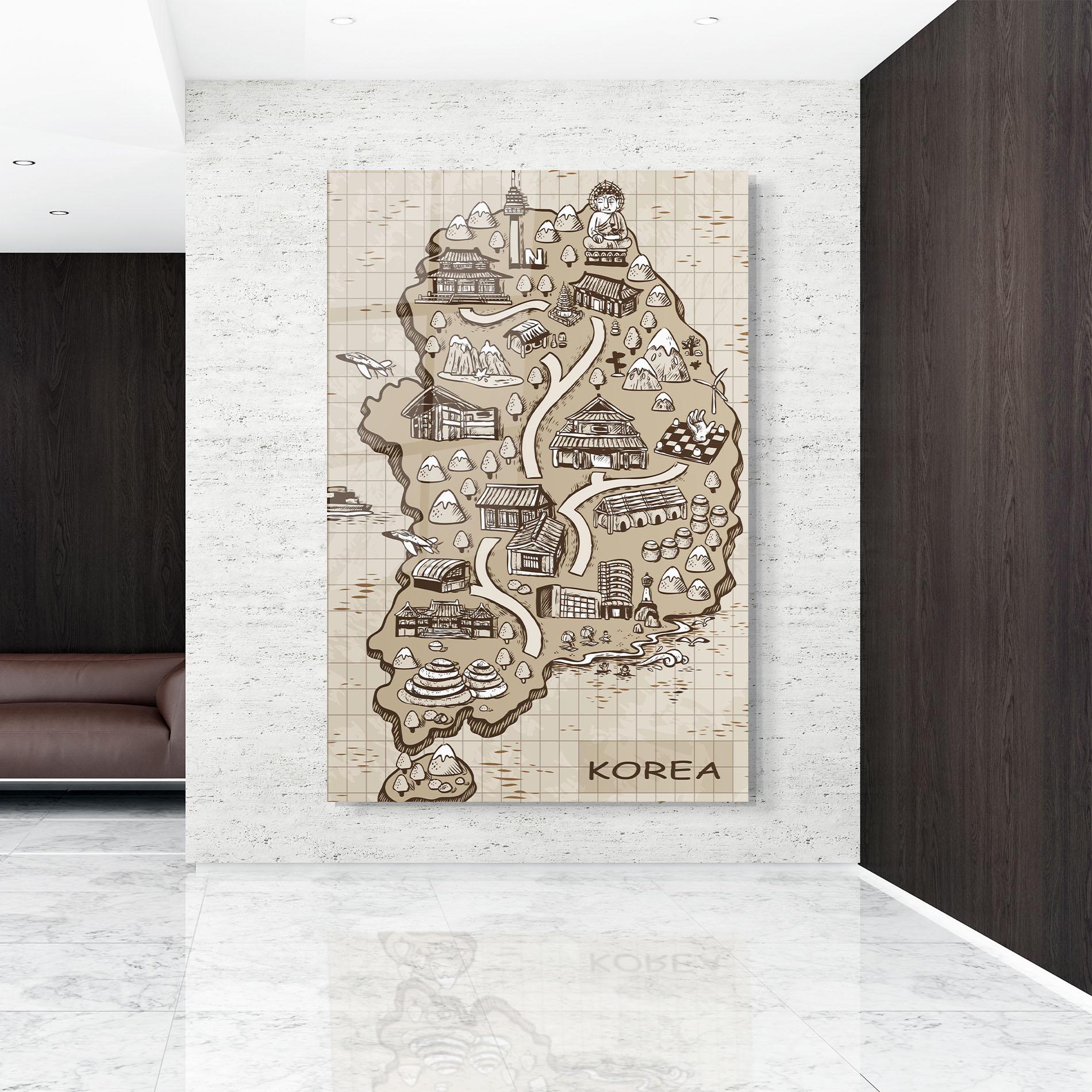 Obraz na Szkle Old Korea Map mockup 9
