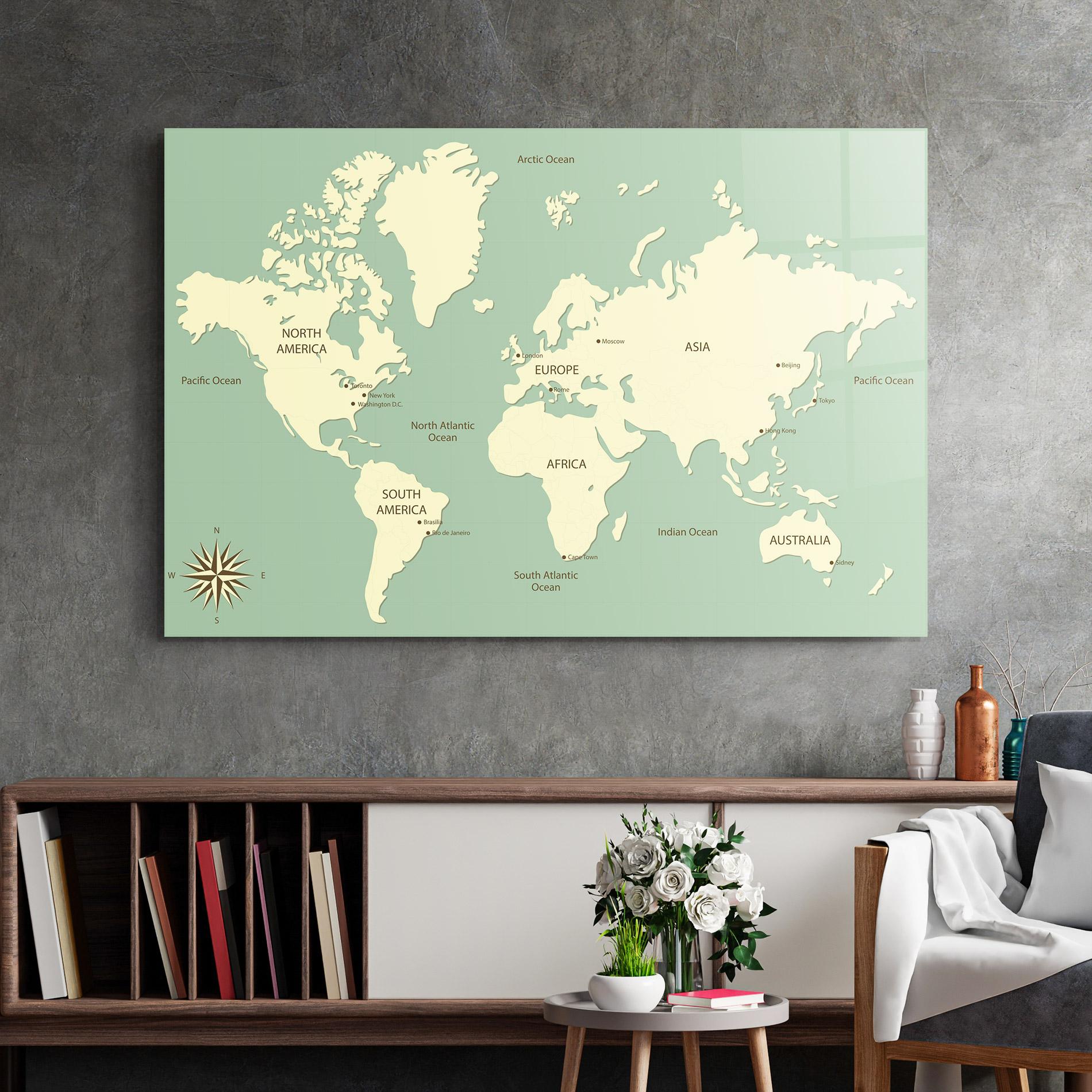 Obraz na Szkle Green Cream Map mockup 2