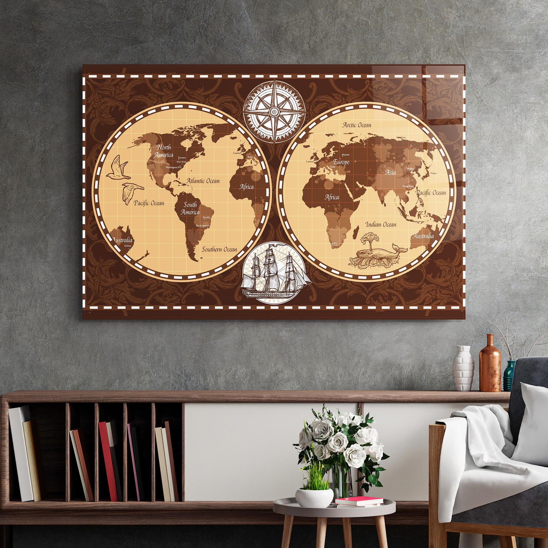 Obraz na Szkle Old Brown Map mockup 2