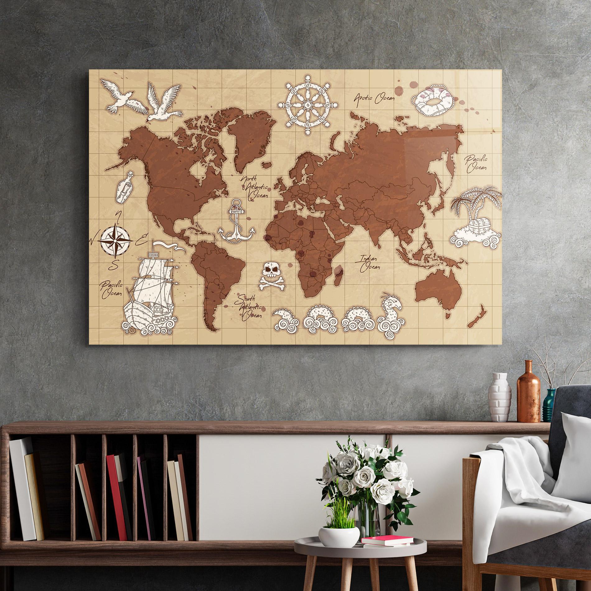 Obraz na Szkle Old Pirate Map mockup 2