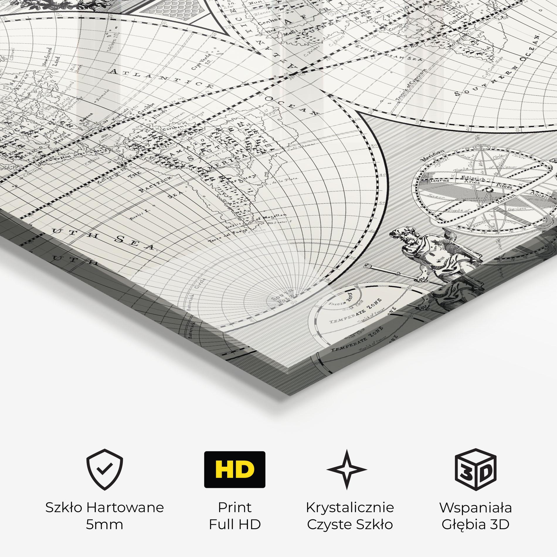 Obraz na Szkle Black White Map mockup 3