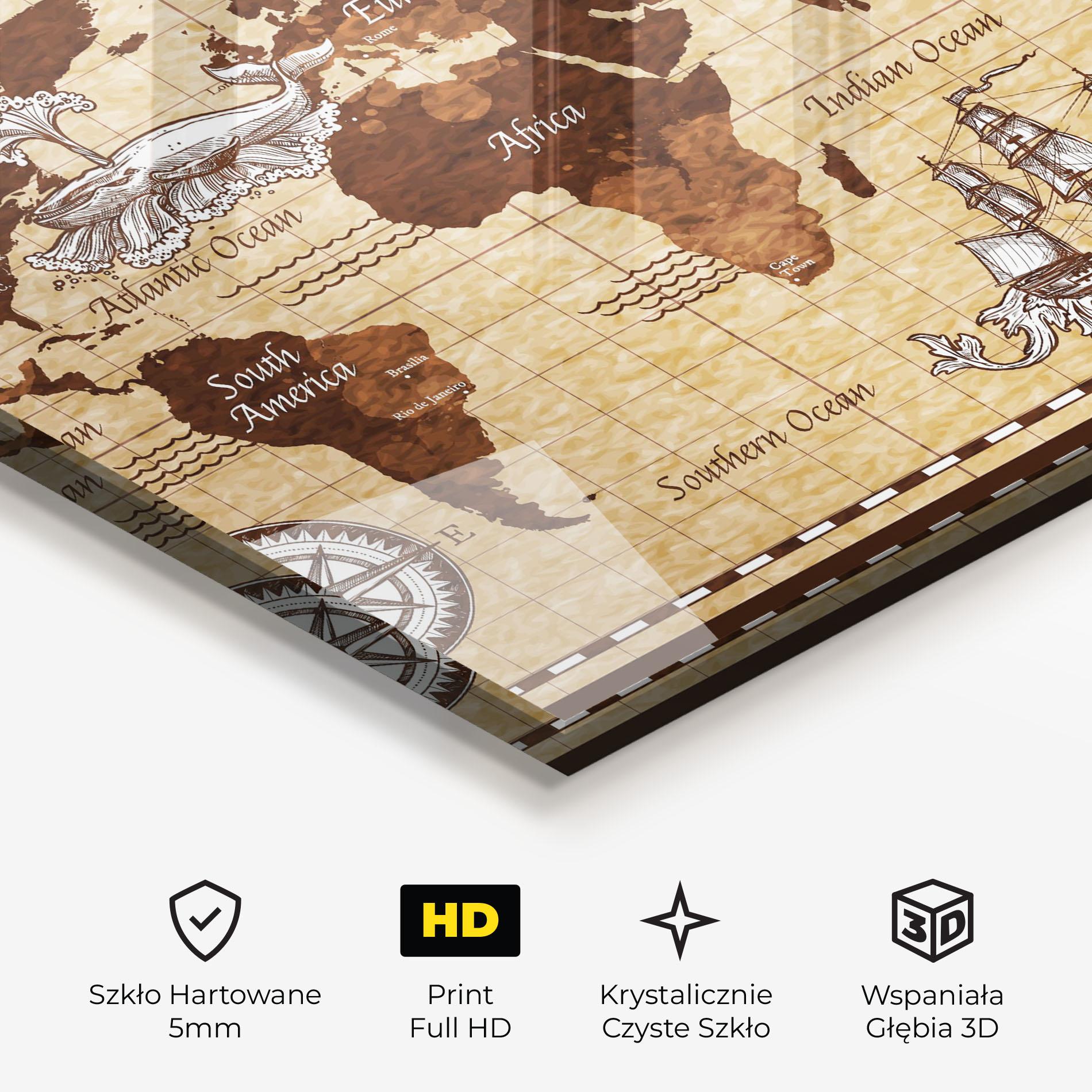 Obraz na Szkle Brown Old Map mockup 3
