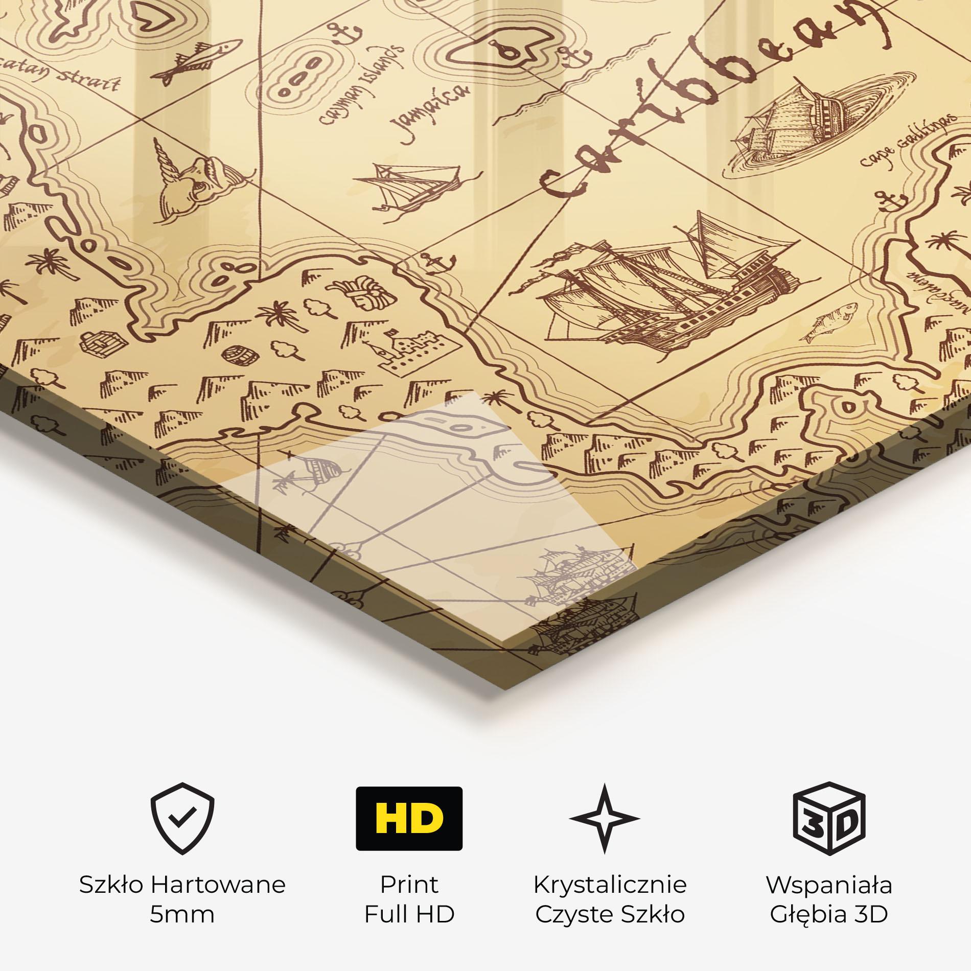 Obraz na Szkle Caribbean Sea Map mockup 3