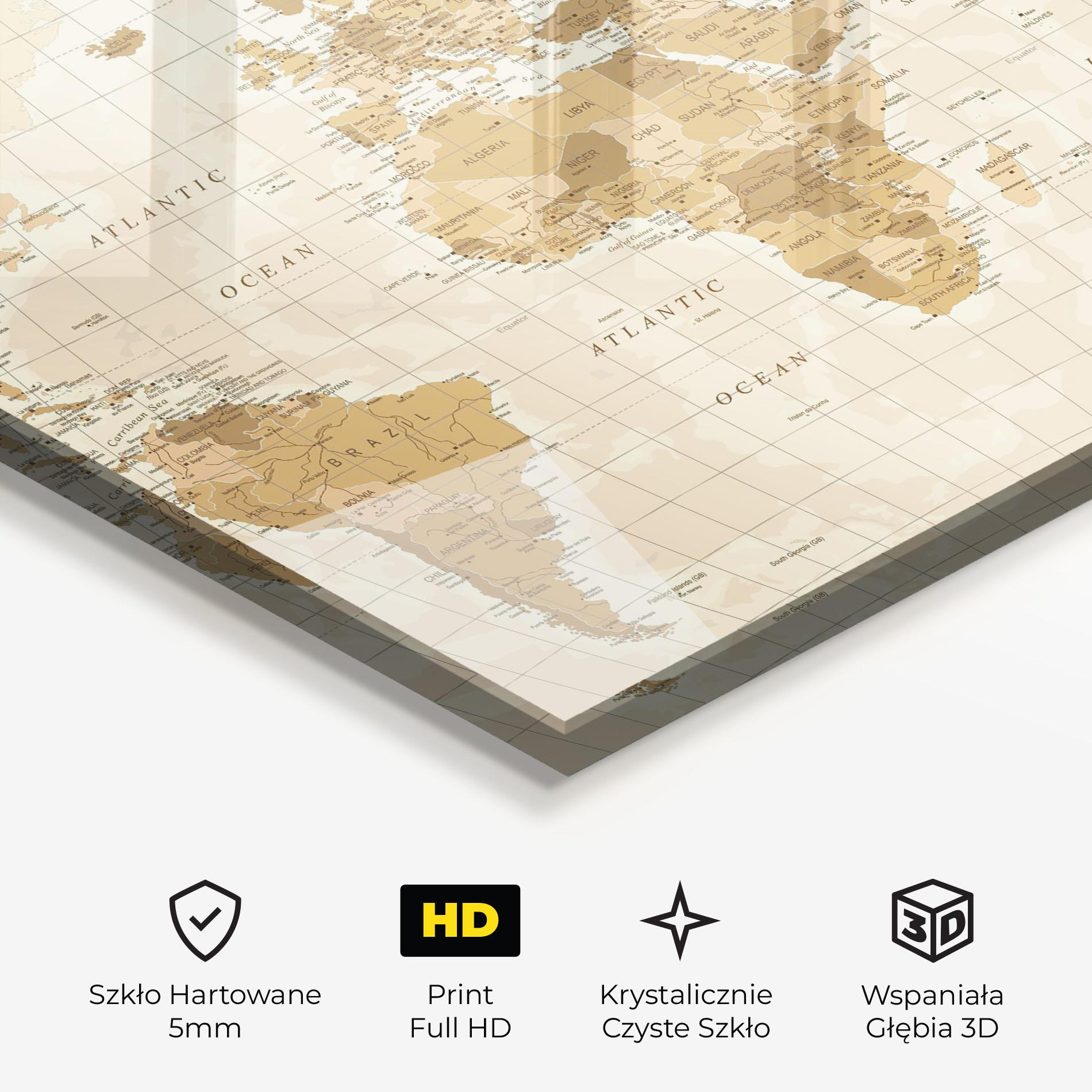 Obraz na Szkle Cream Color Map mockup 3