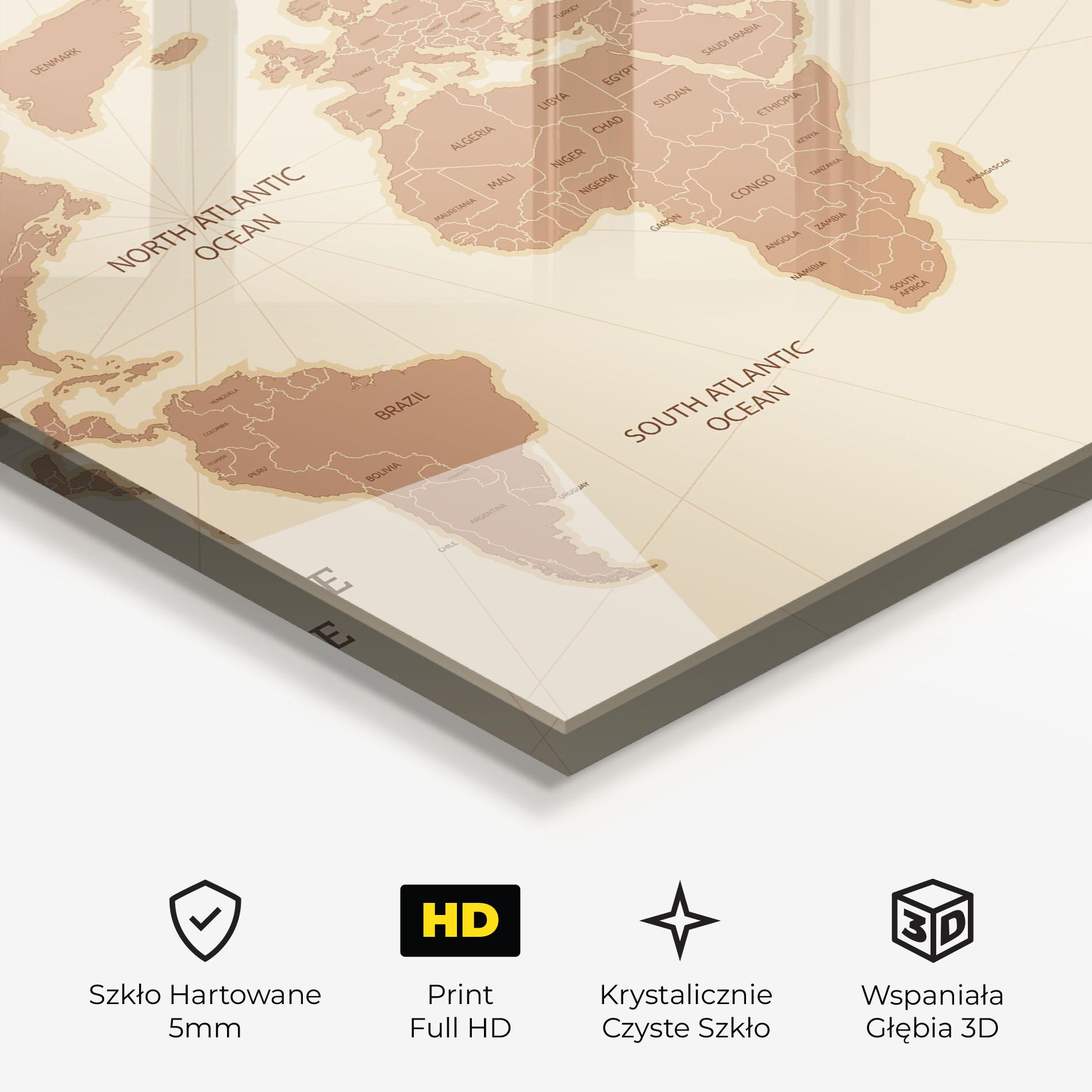 Obraz na Szkle Cream Map Vintage mockup 3