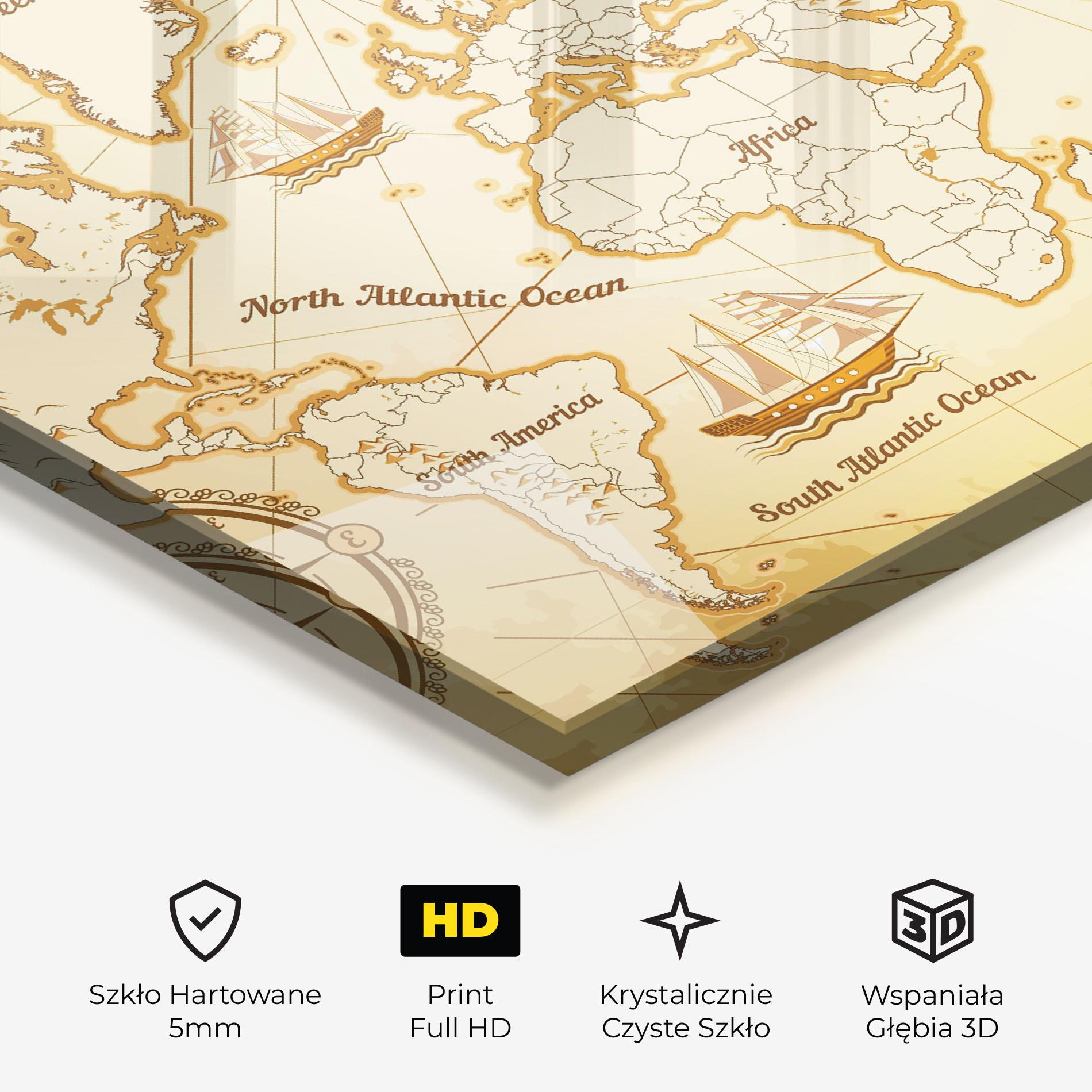 Obraz na Szkle Gold Old Map mockup 3