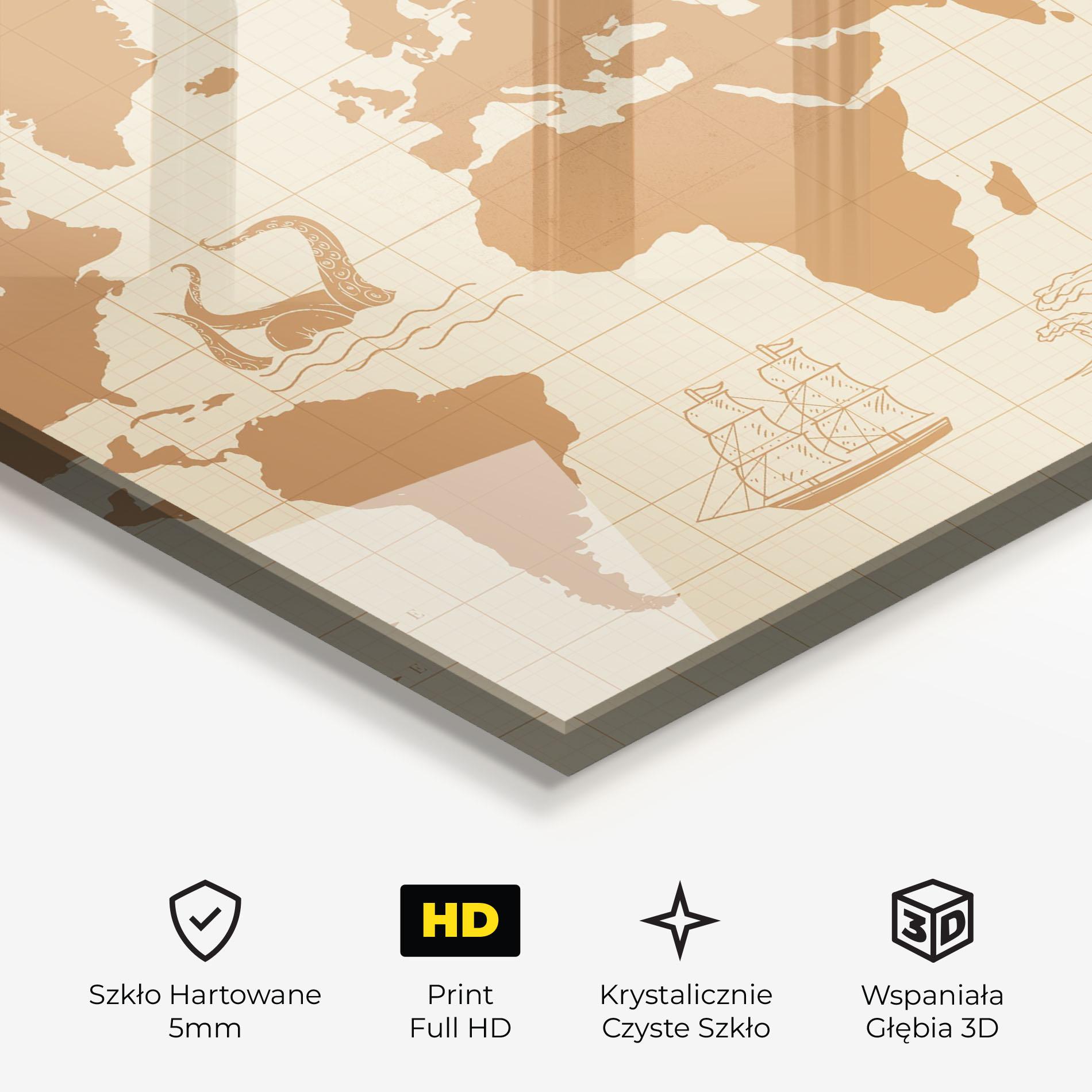 Obraz na Szkle Light Cream Map mockup 3