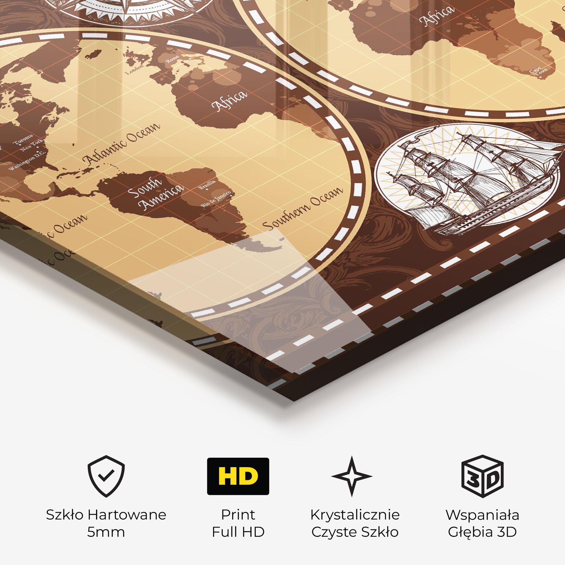 Obraz na Szkle Old Brown Map mockup 3