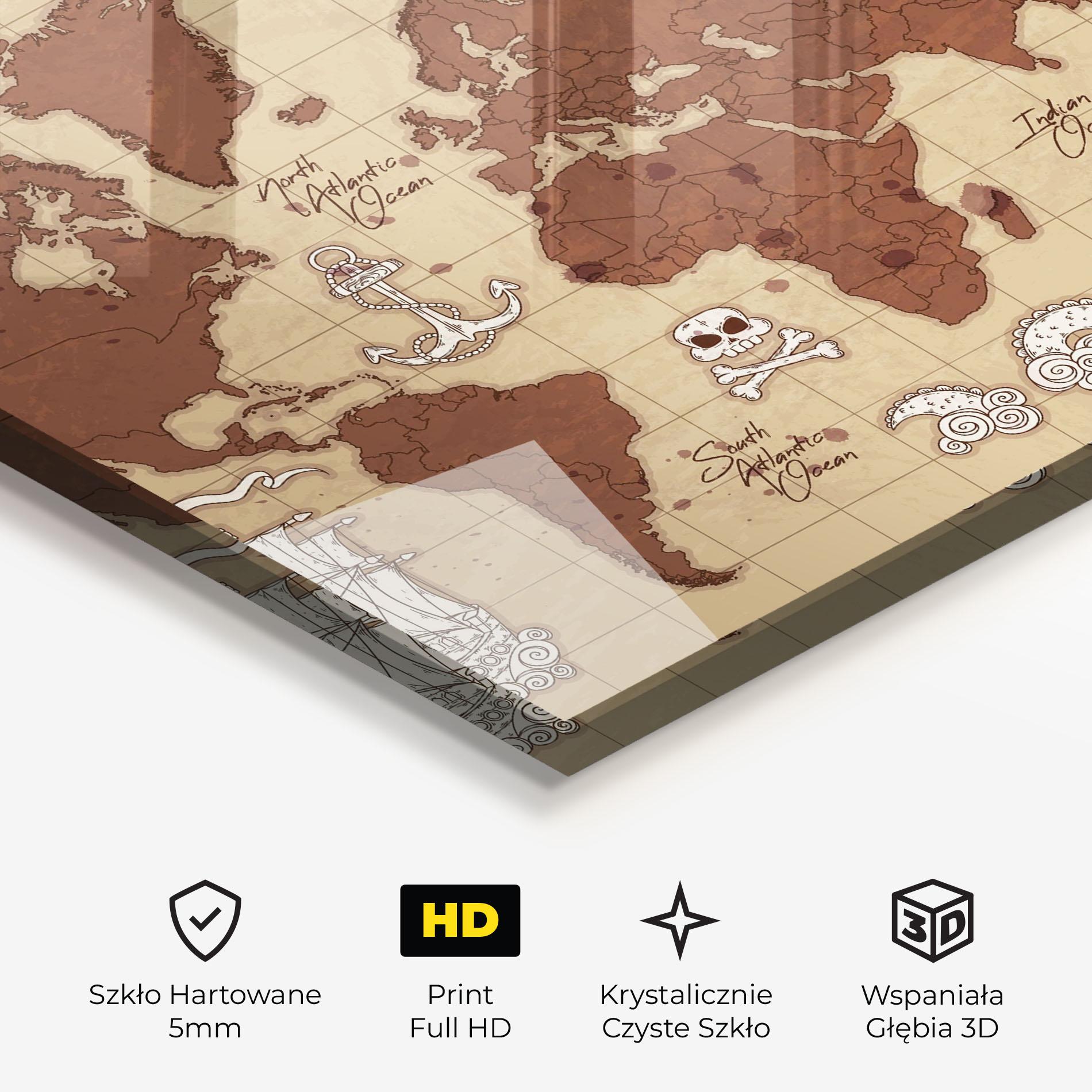 Obraz na Szkle Old Pirate Map mockup 3