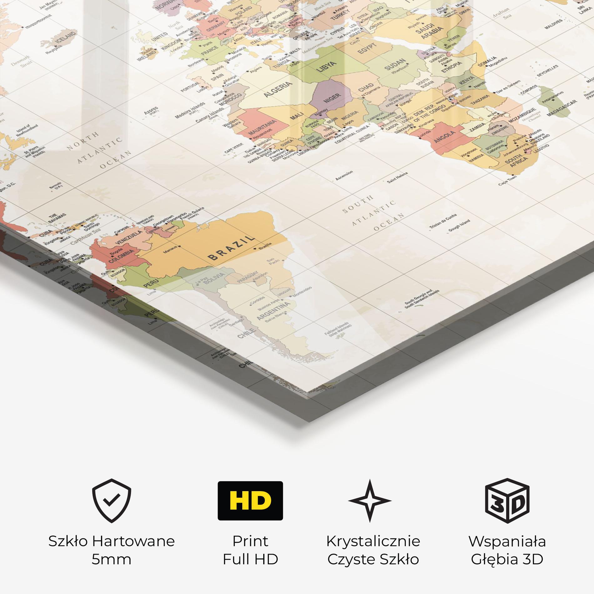 Obraz na Szkle Orange Cream Map mockup 3