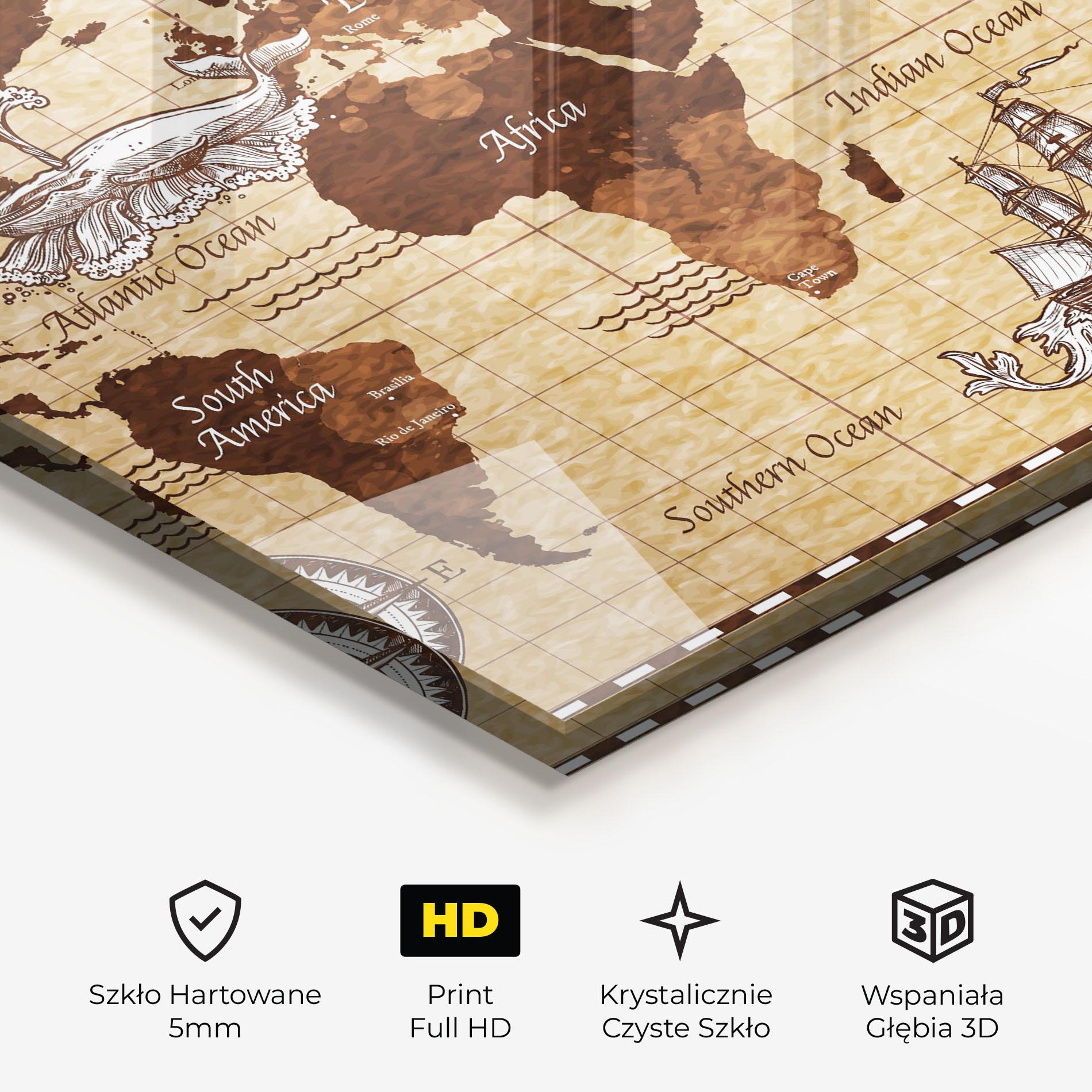 Obraz na Szkle Pirate World Map mockup 3