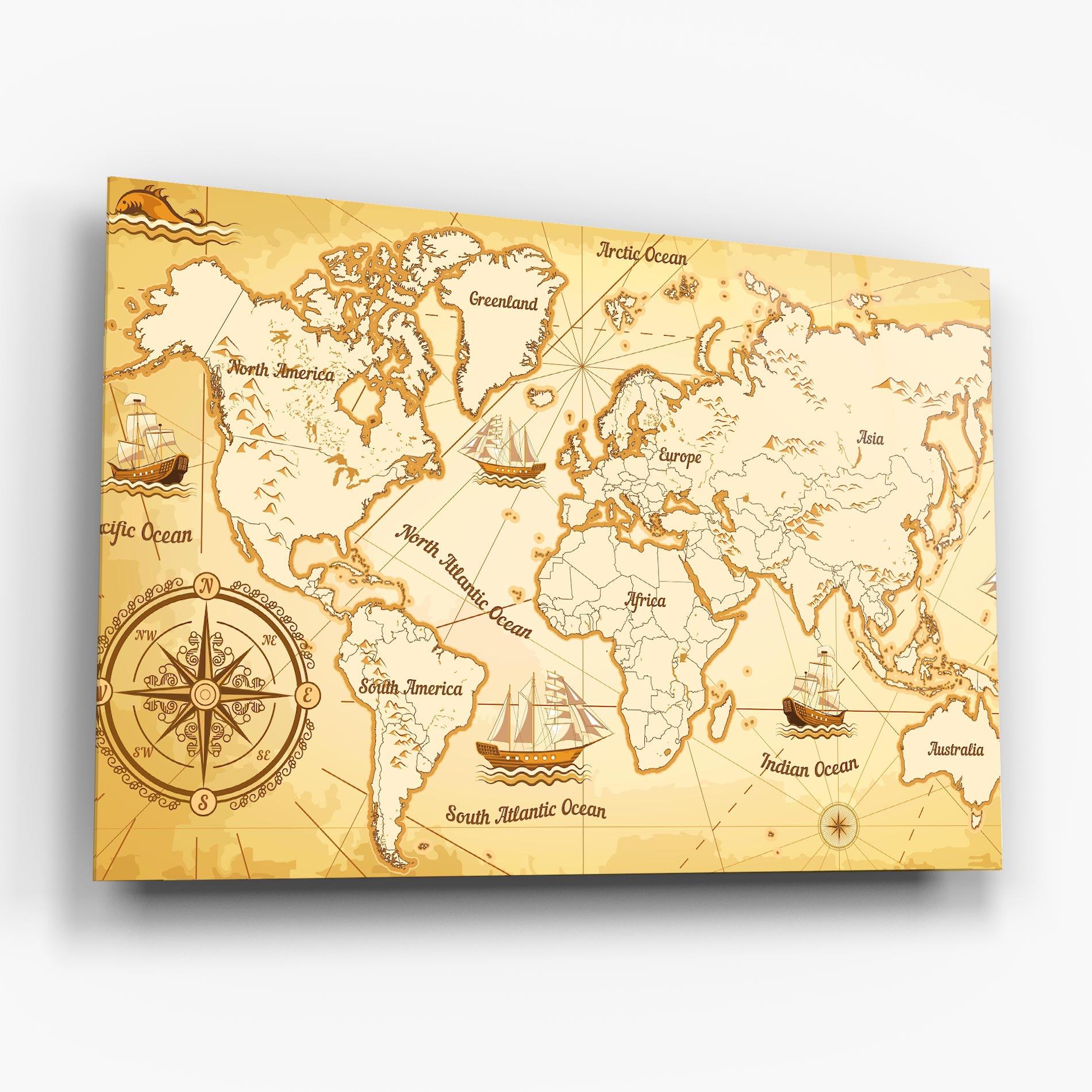 Obraz na Szkle Gold Old Map mockup 6