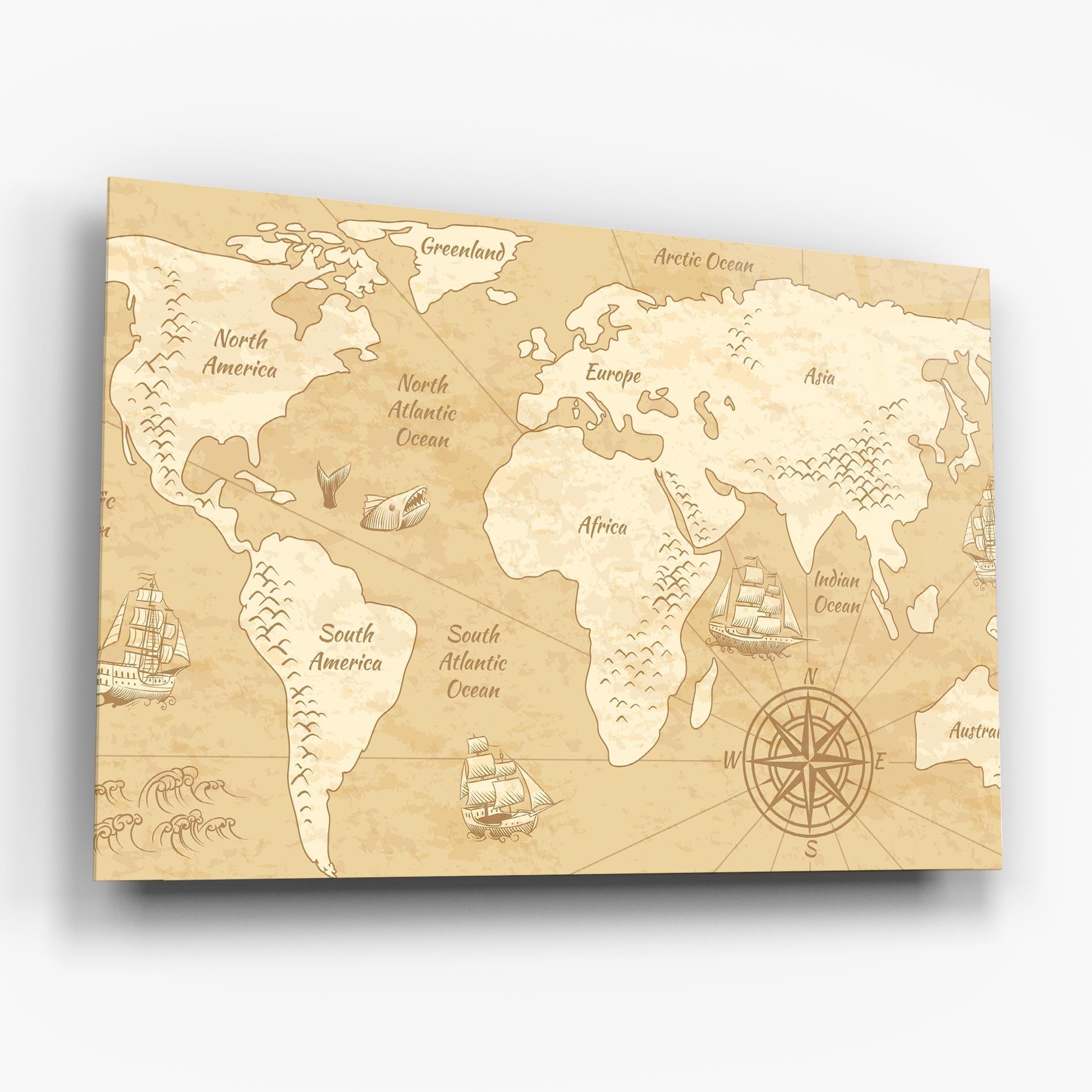 Obraz na Szkle Old Continents Map mockup 6