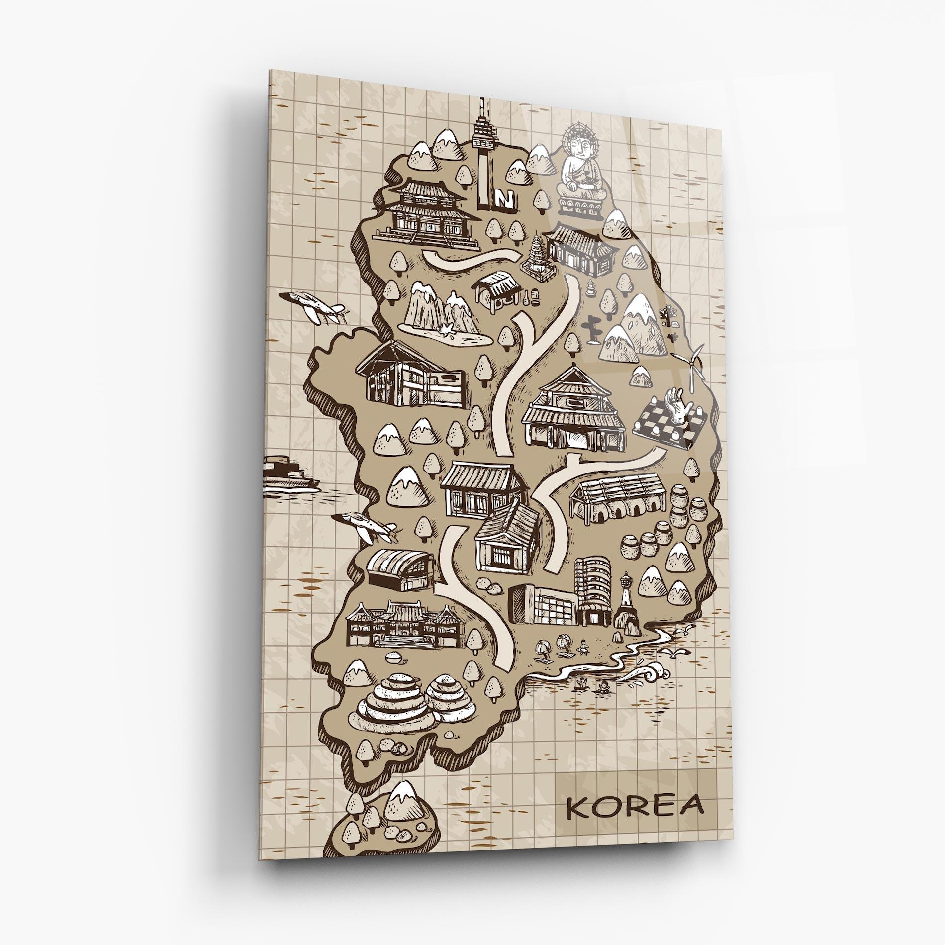 Obraz na Szkle Old Korea Map mockup 6