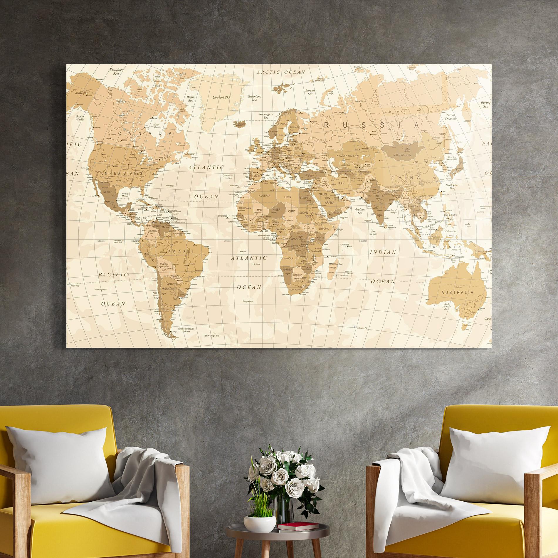 Obraz na Szkle Cream Color Map mockup 4