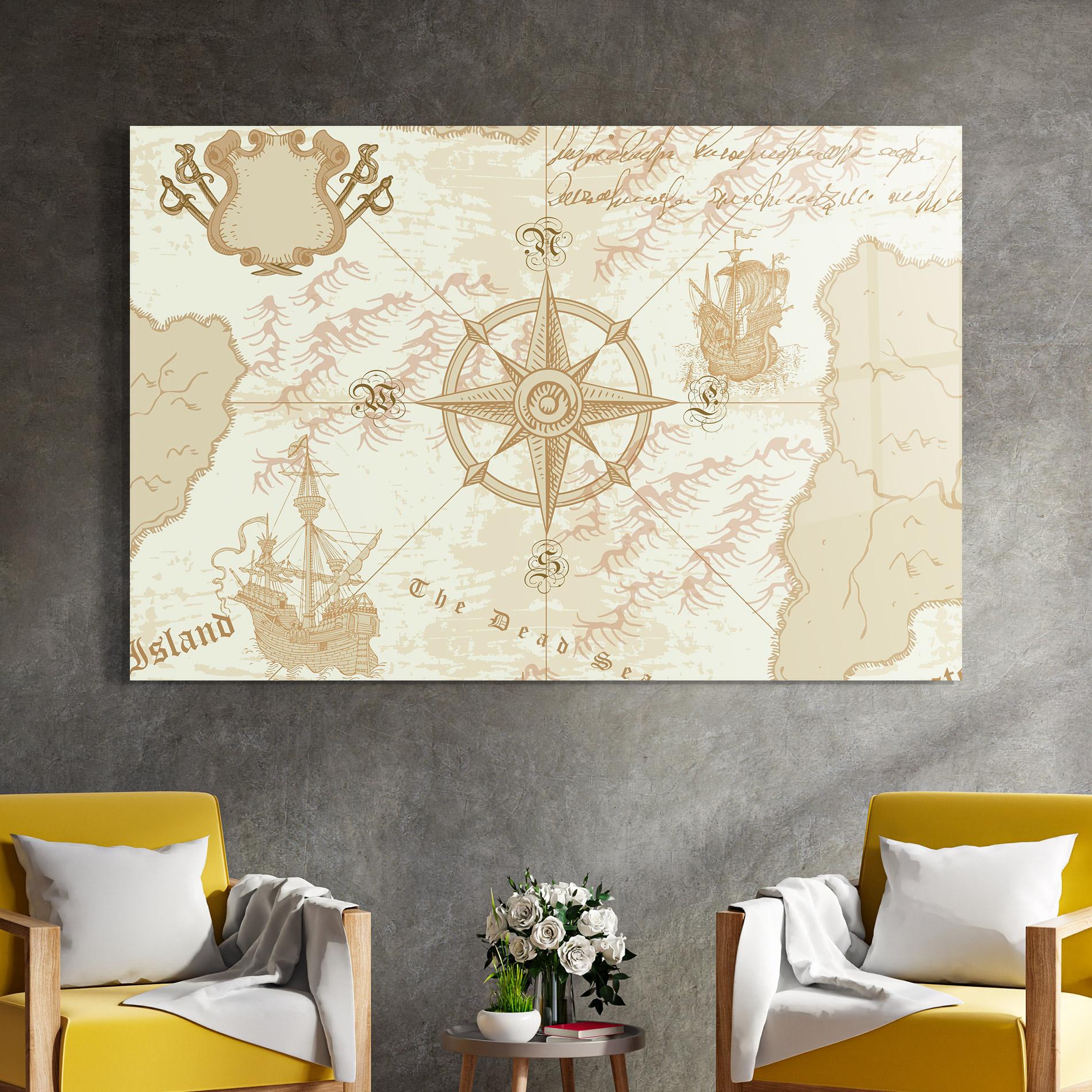 Obraz na Szkle Cream Compass mockup 4