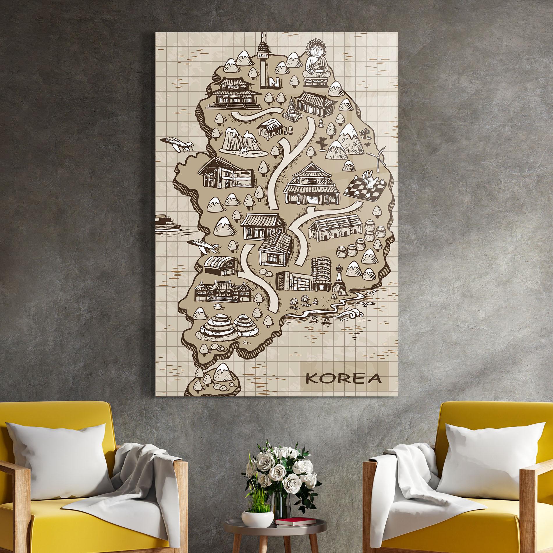 Obraz na Szkle Old Korea Map mockup 4