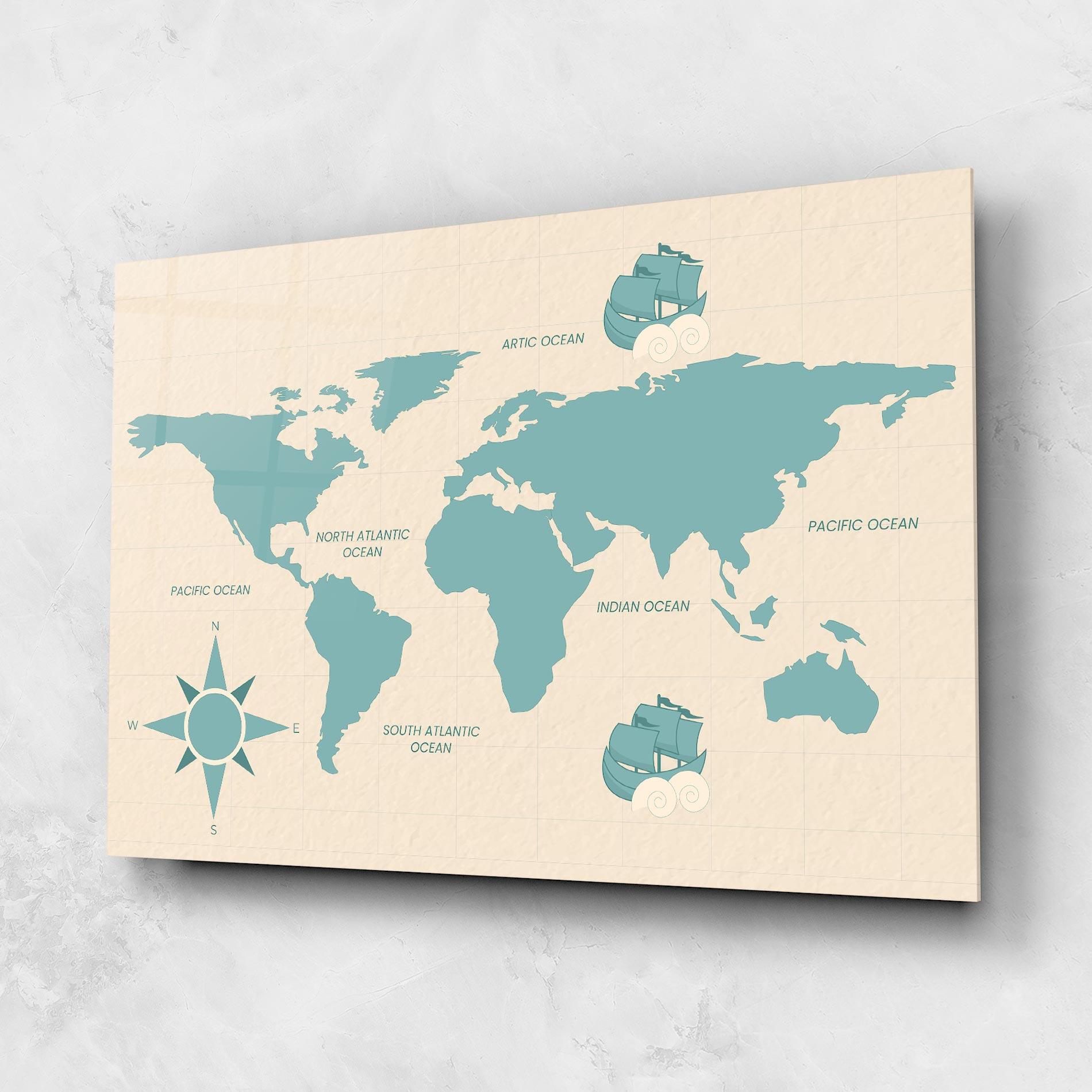 Obraz na Szkle Cream Blue Map mockup 1