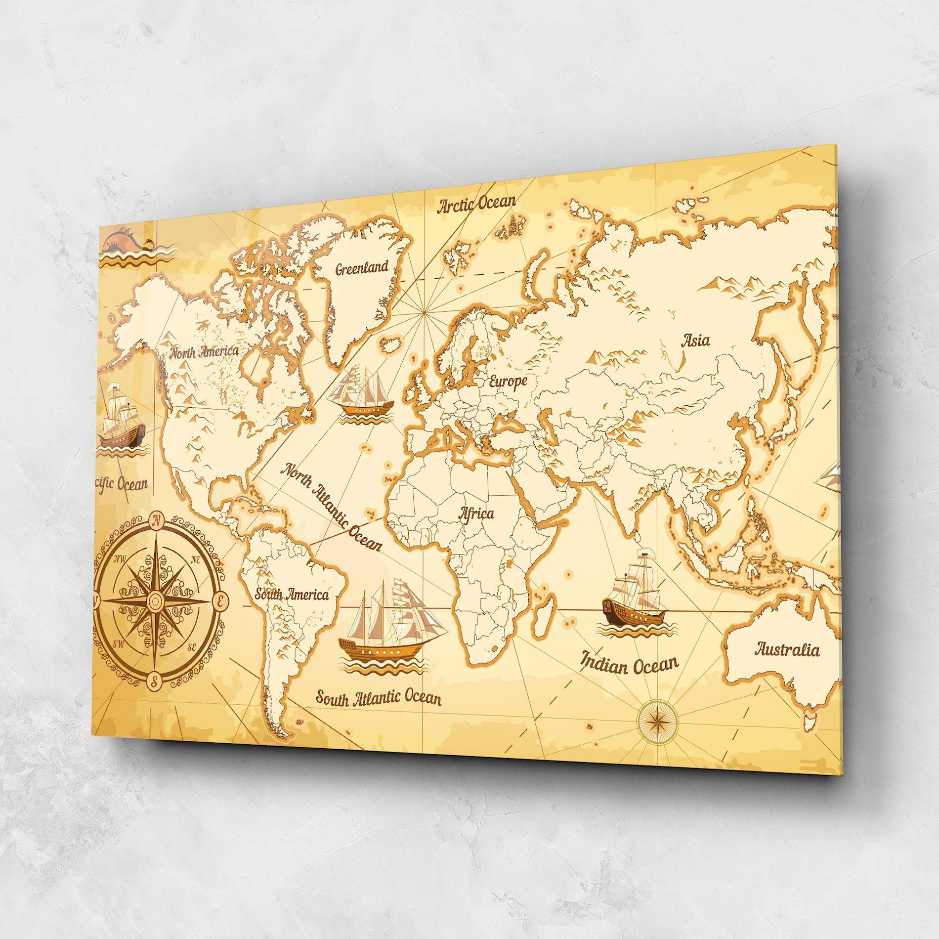 Obraz na Szkle Gold Old Map mockup 1