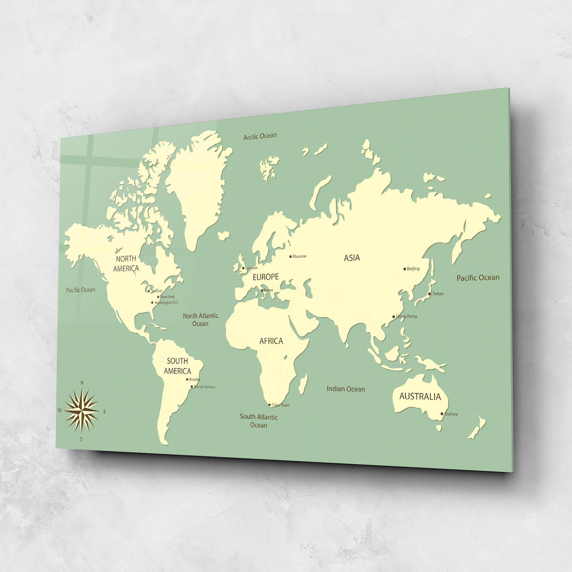 Obraz na Szkle Green Cream Map mockup 1