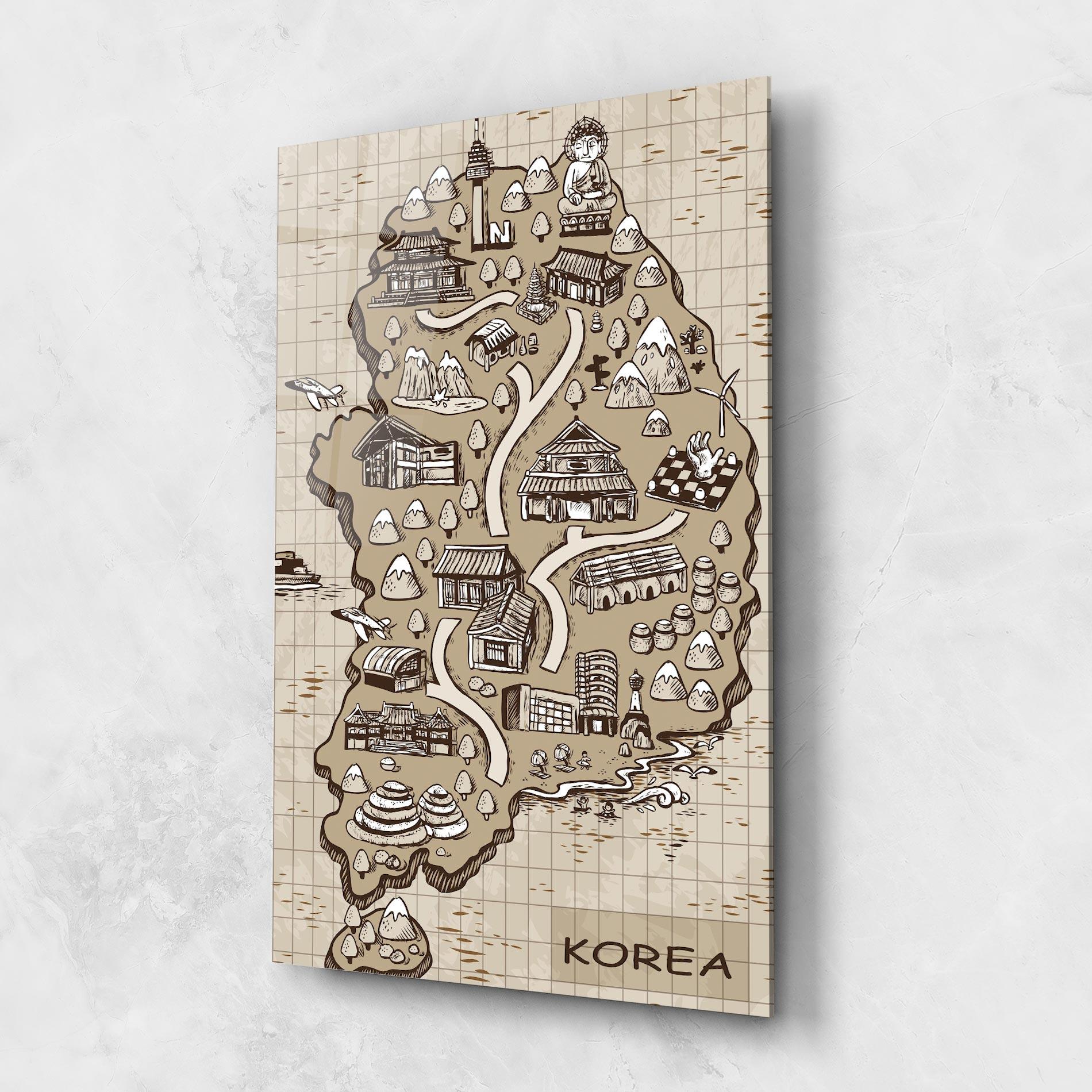 Obraz na Szkle Old Korea Map mockup 1