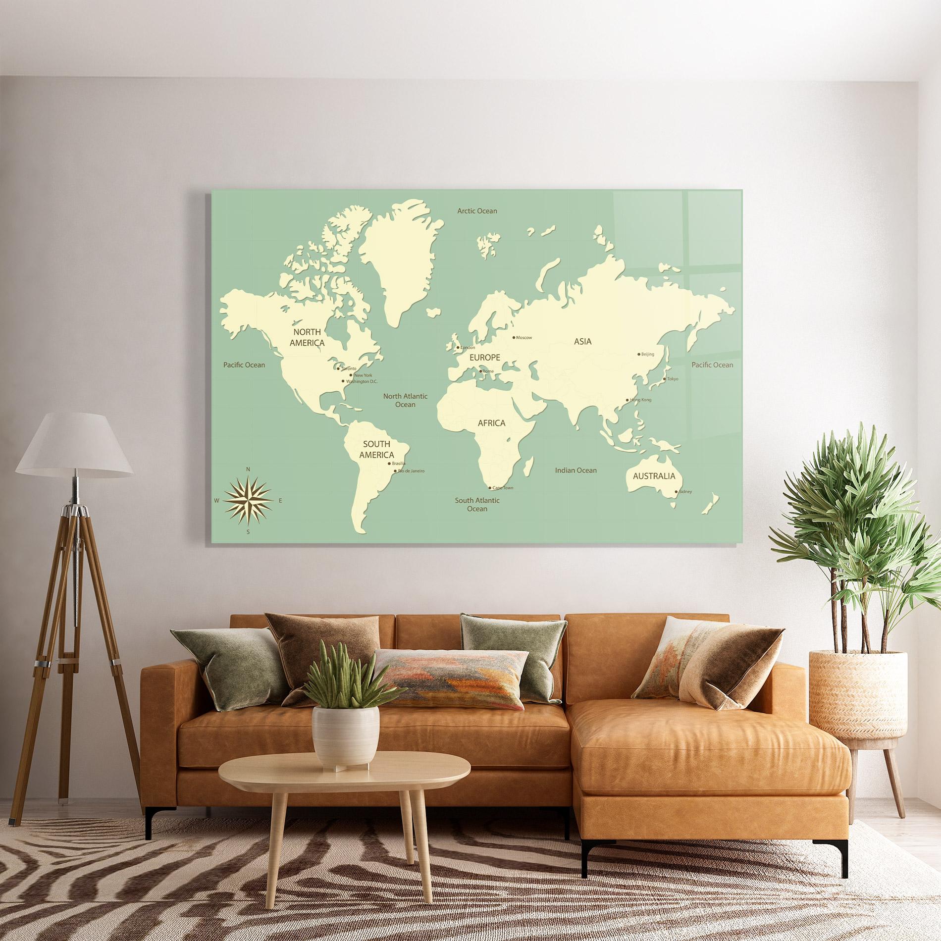 Obraz na Szkle Green Cream Map mockup 7