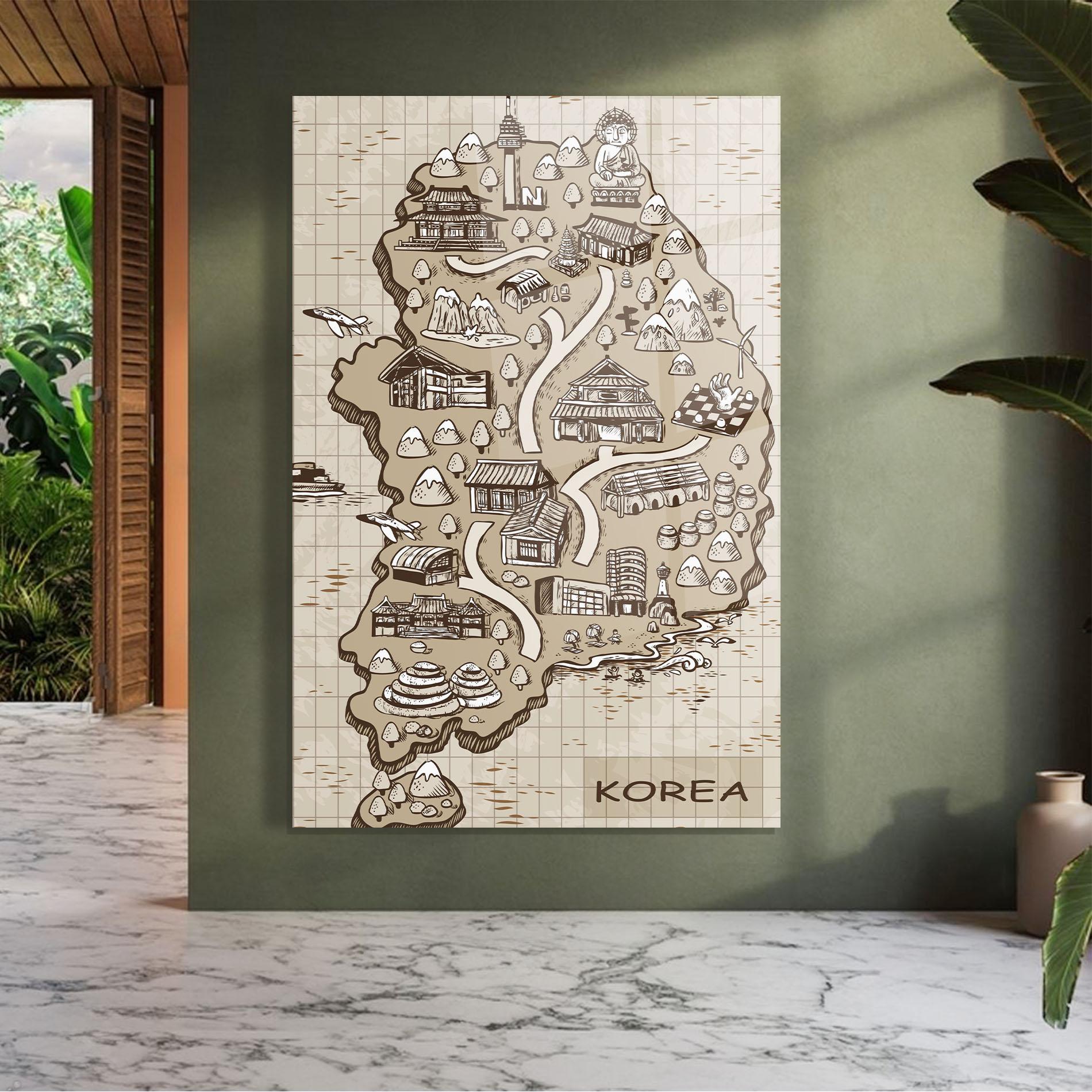 Obraz na Szkle Old Korea Map mockup 7