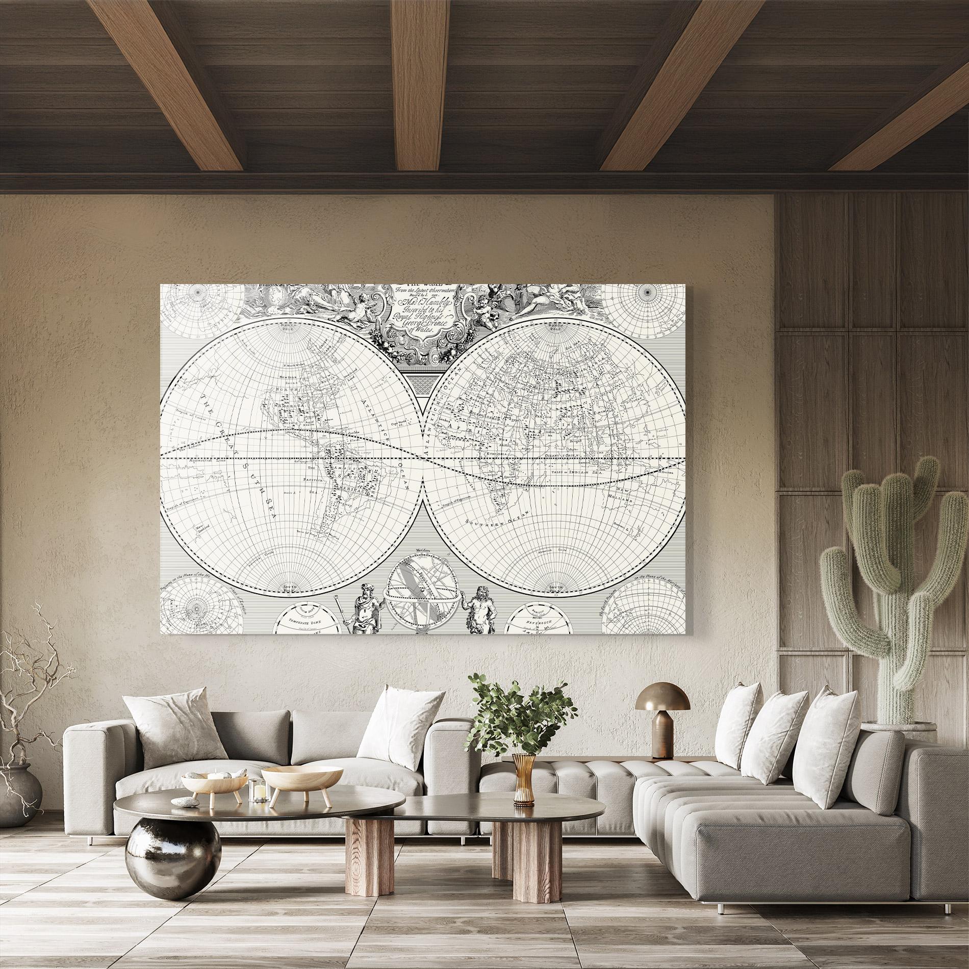 Obraz na Szkle Black White Map mockup 8