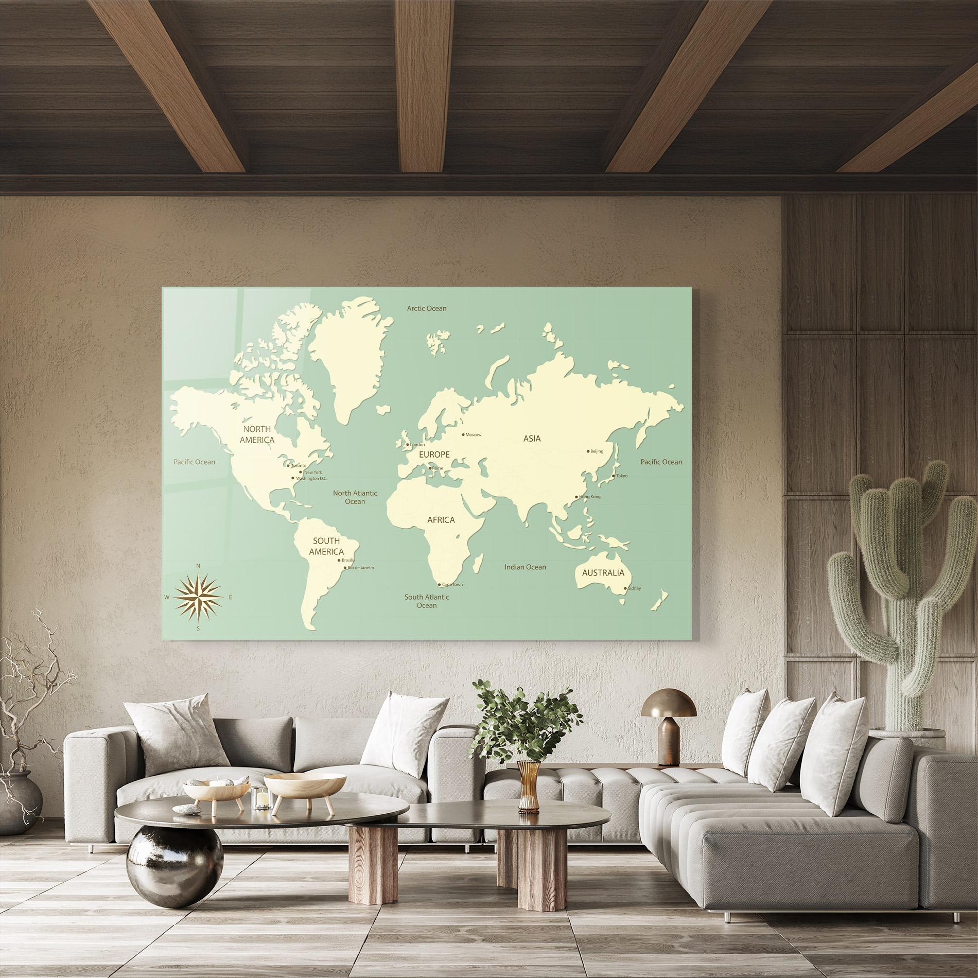 Obraz na Szkle Green Cream Map mockup 8