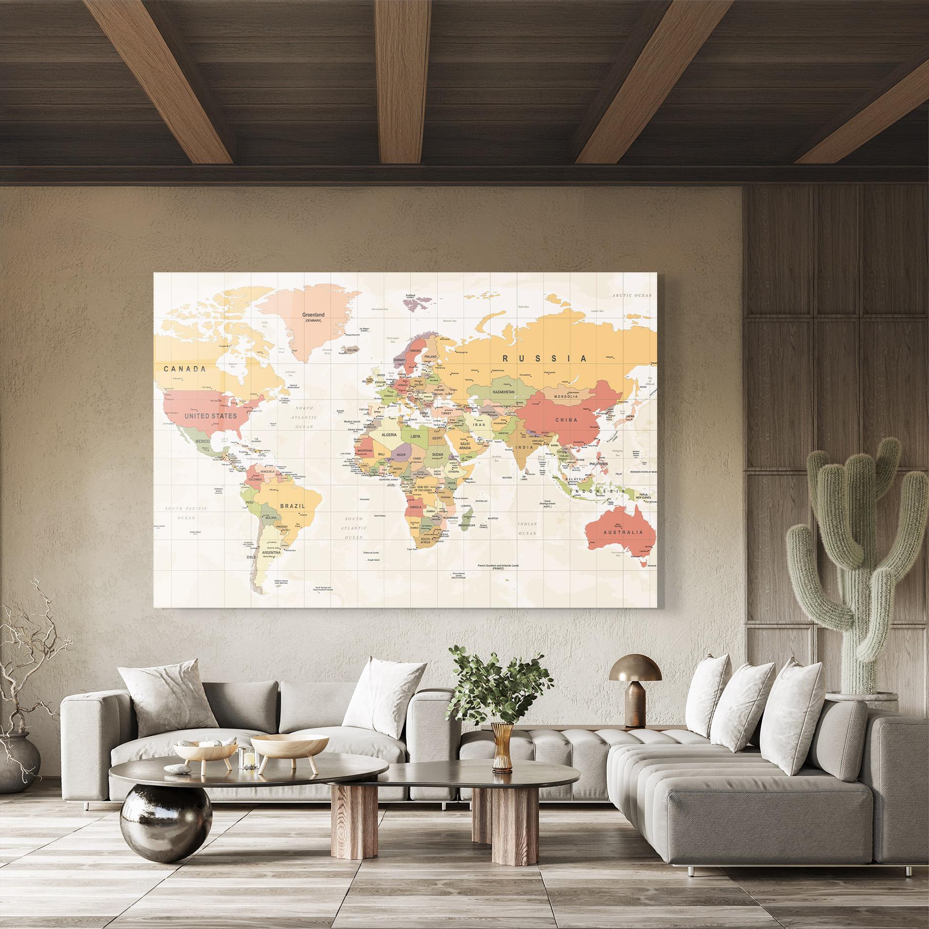 Obraz na Szkle Orange Cream Map mockup 8