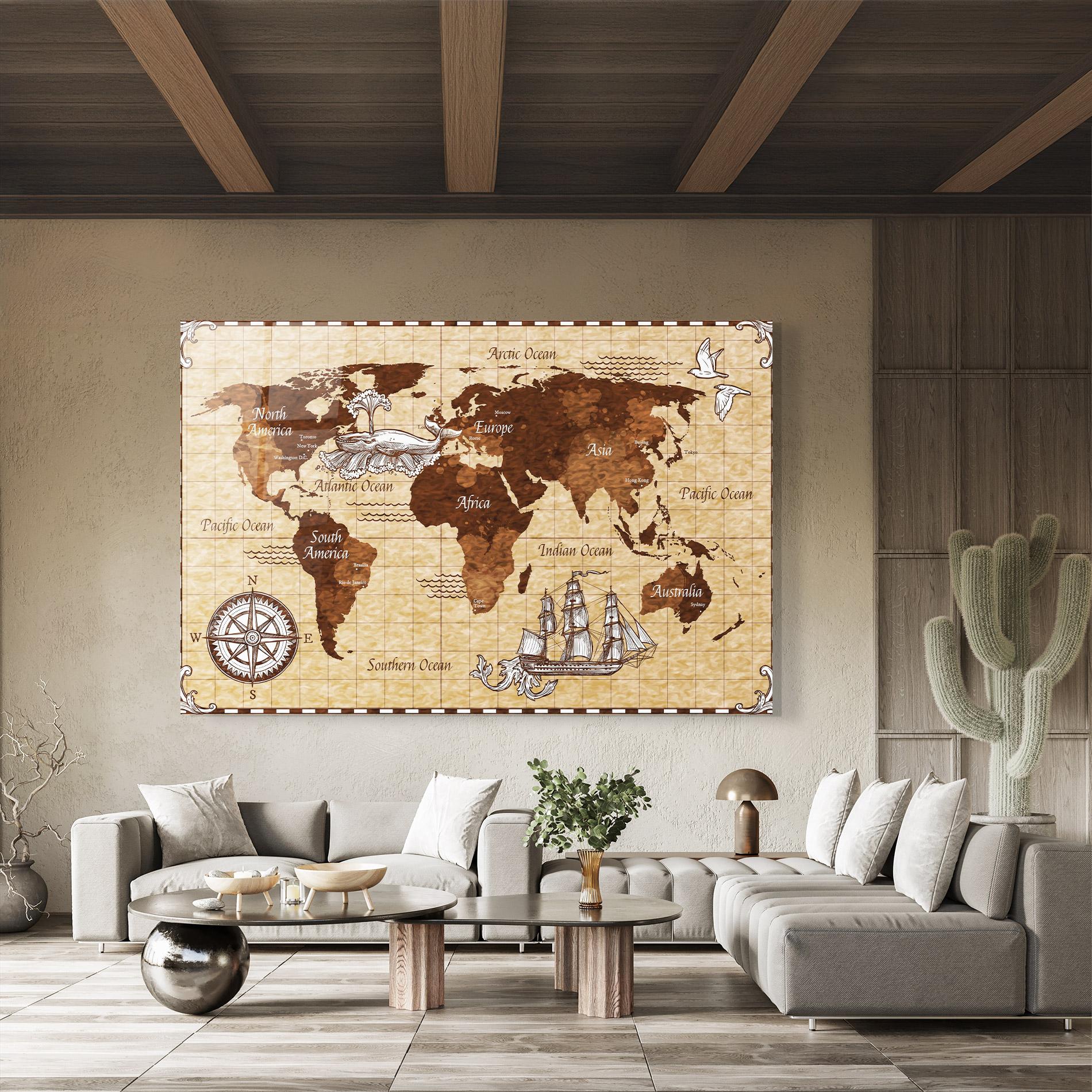 Obraz na Szkle Pirate World Map mockup 8