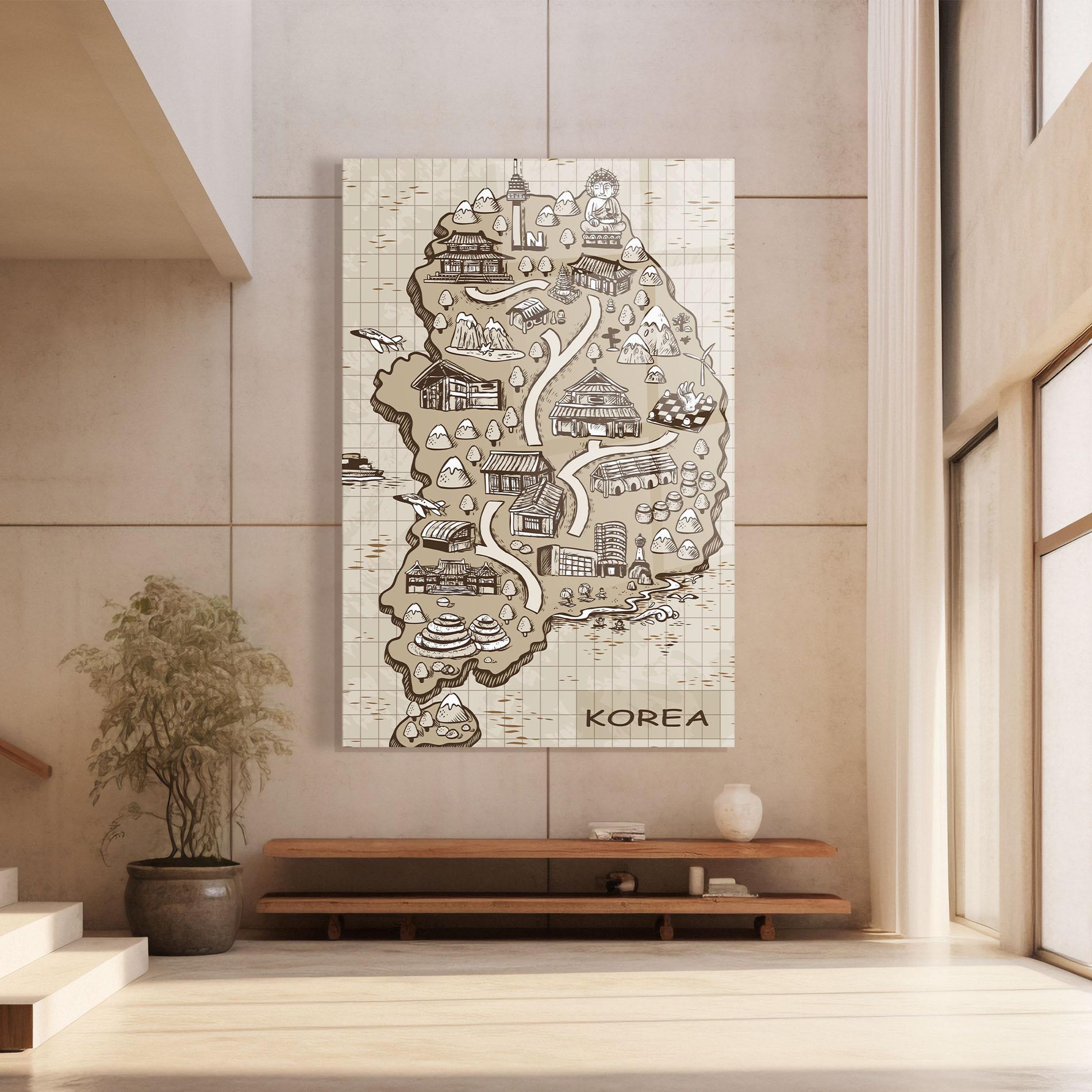 Obraz na Szkle Old Korea Map mockup 8